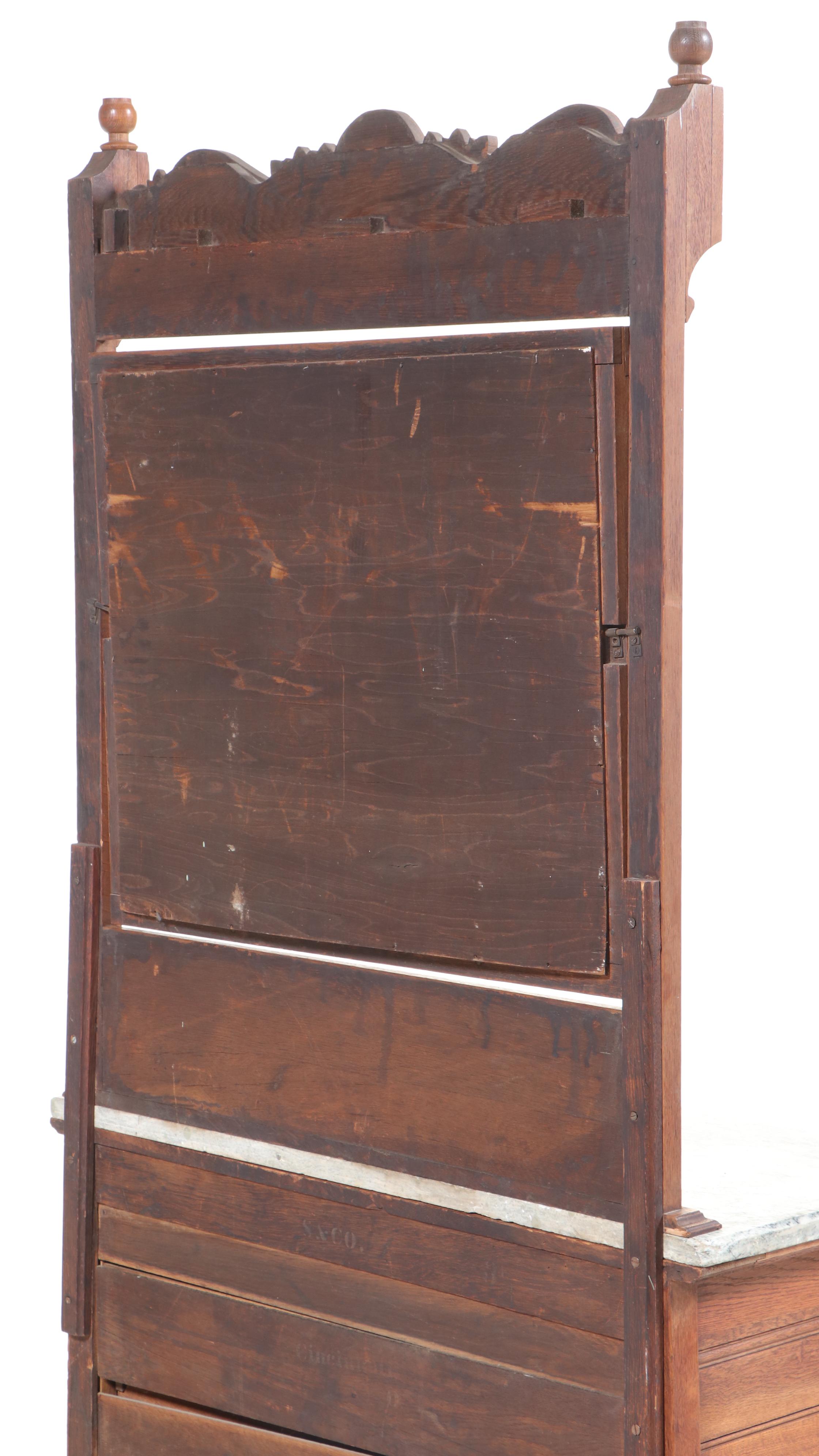 Victorian East Lake Style Walnut and Marble Dresser with Mirror