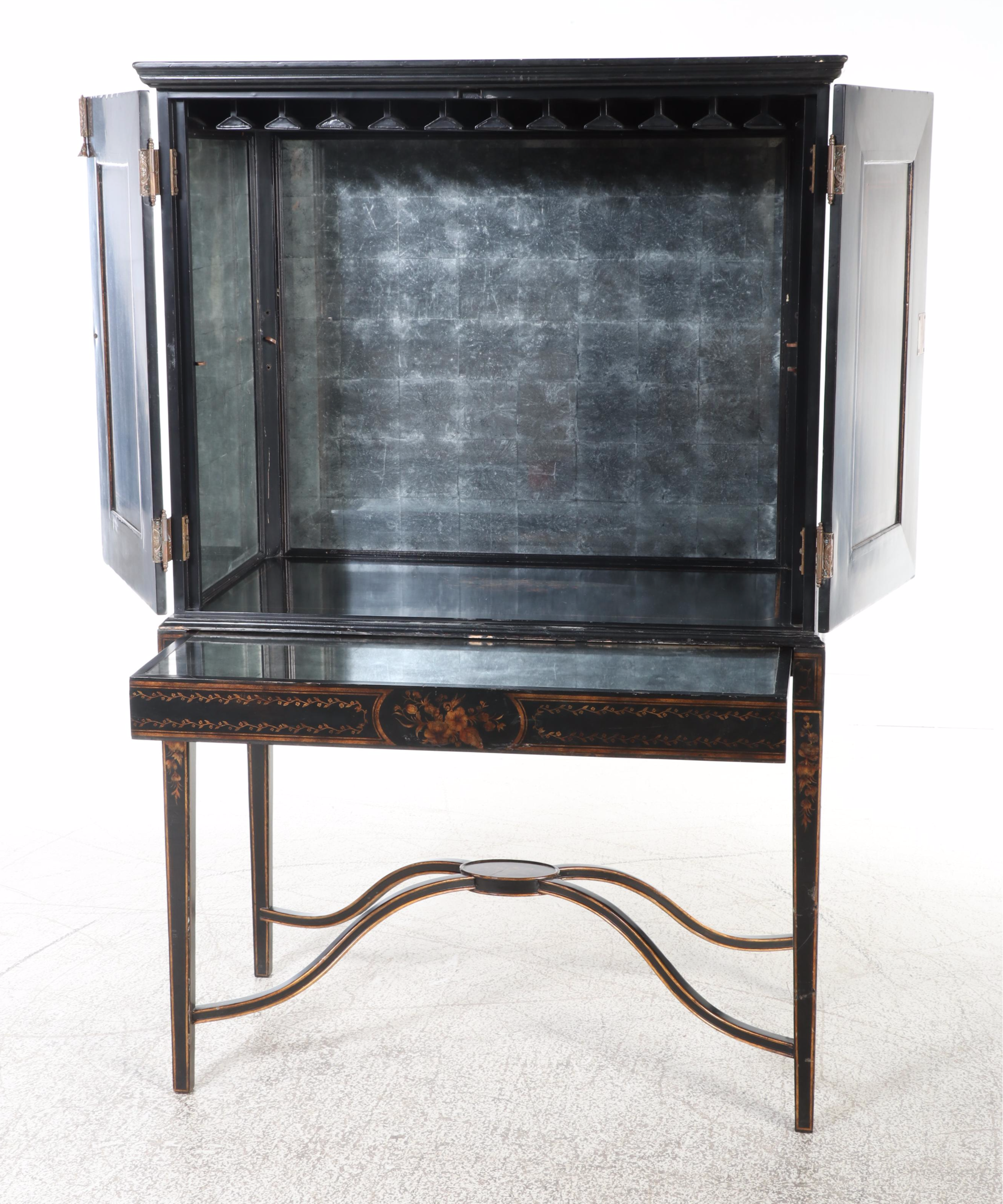 Two-Piece Bar Cabinet with Pull-Out Work Surface