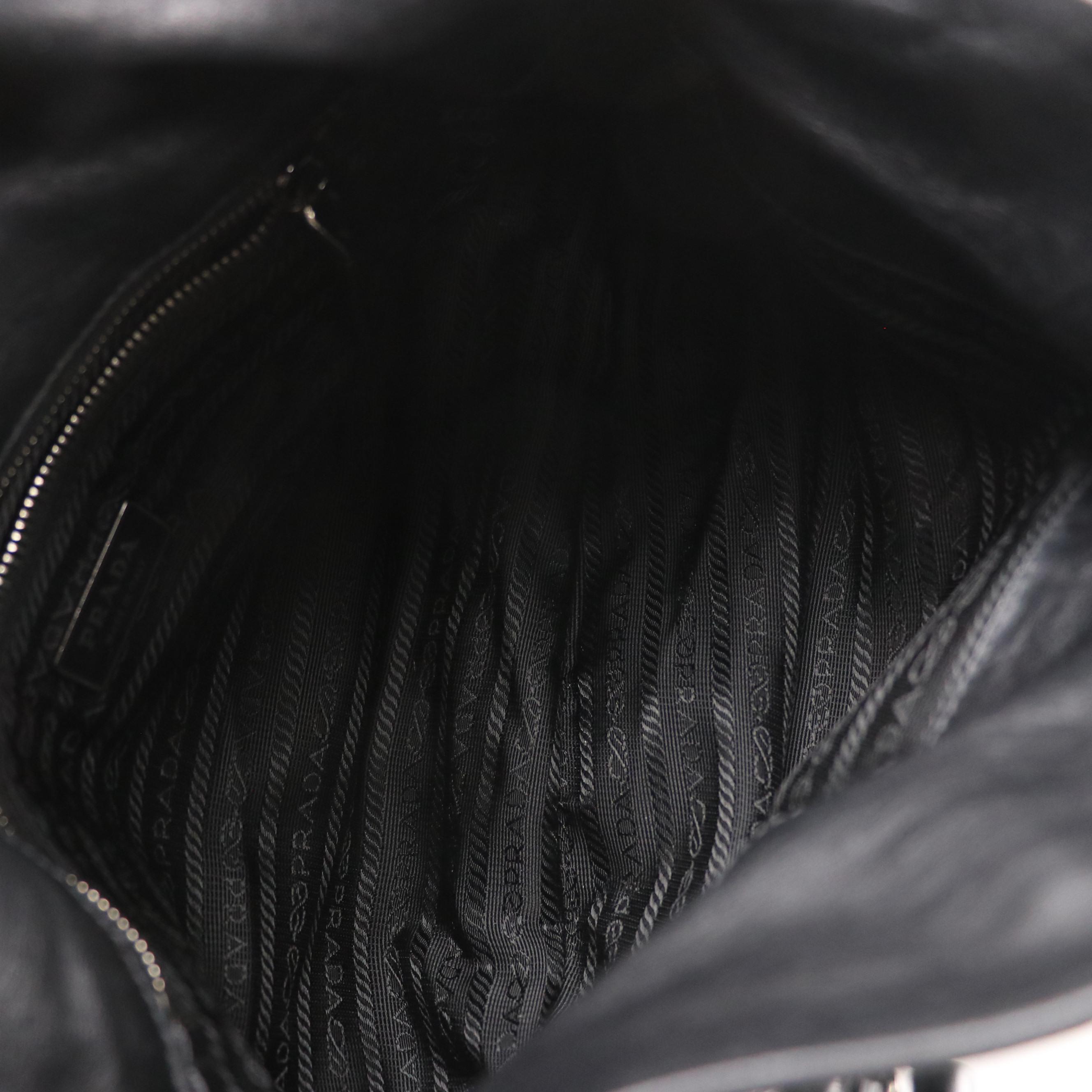 Prada Black Leather Front-Flap Shoulder Bag