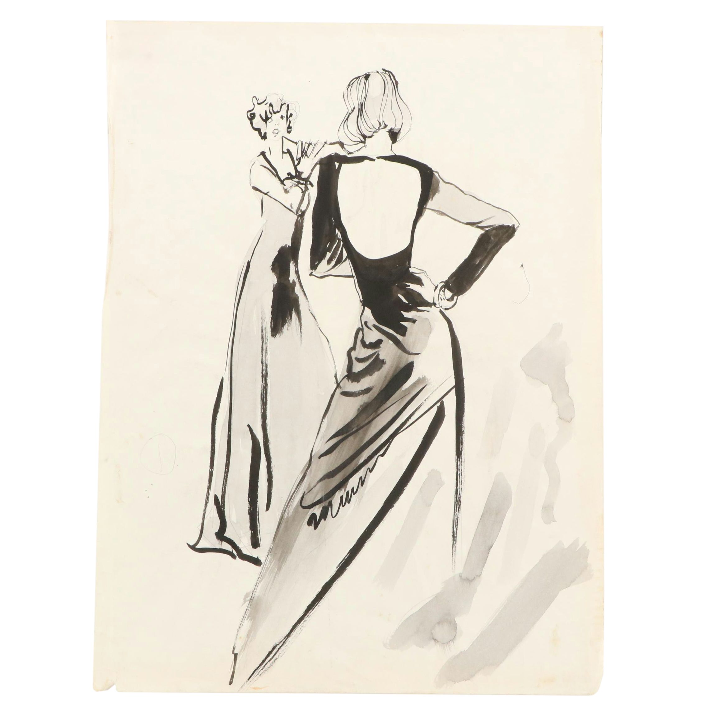 Gestural Ink Drawing of Women