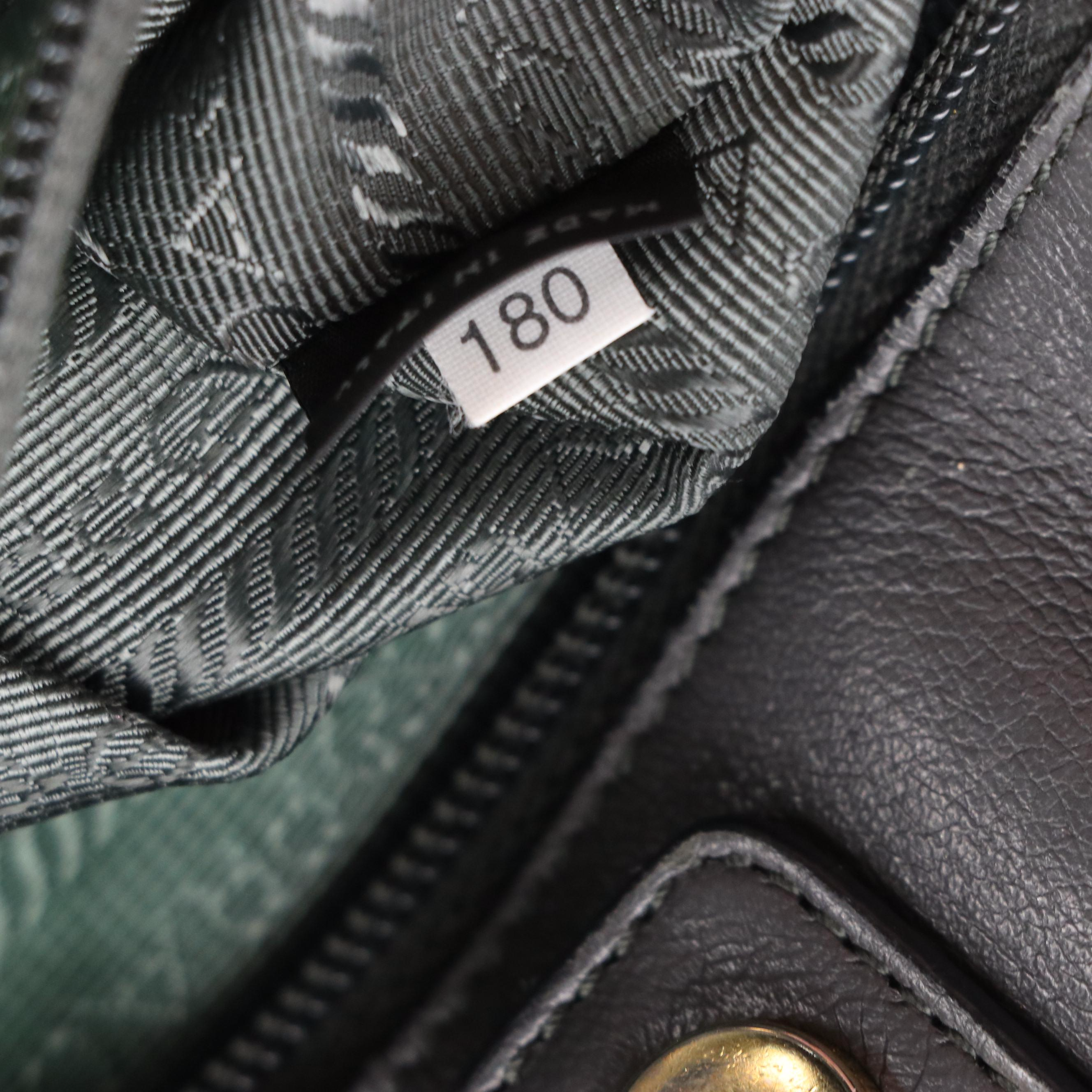 Prada Two-Way Tote in Green Gathered Tessuto Nylon with Woven Leather Handles
