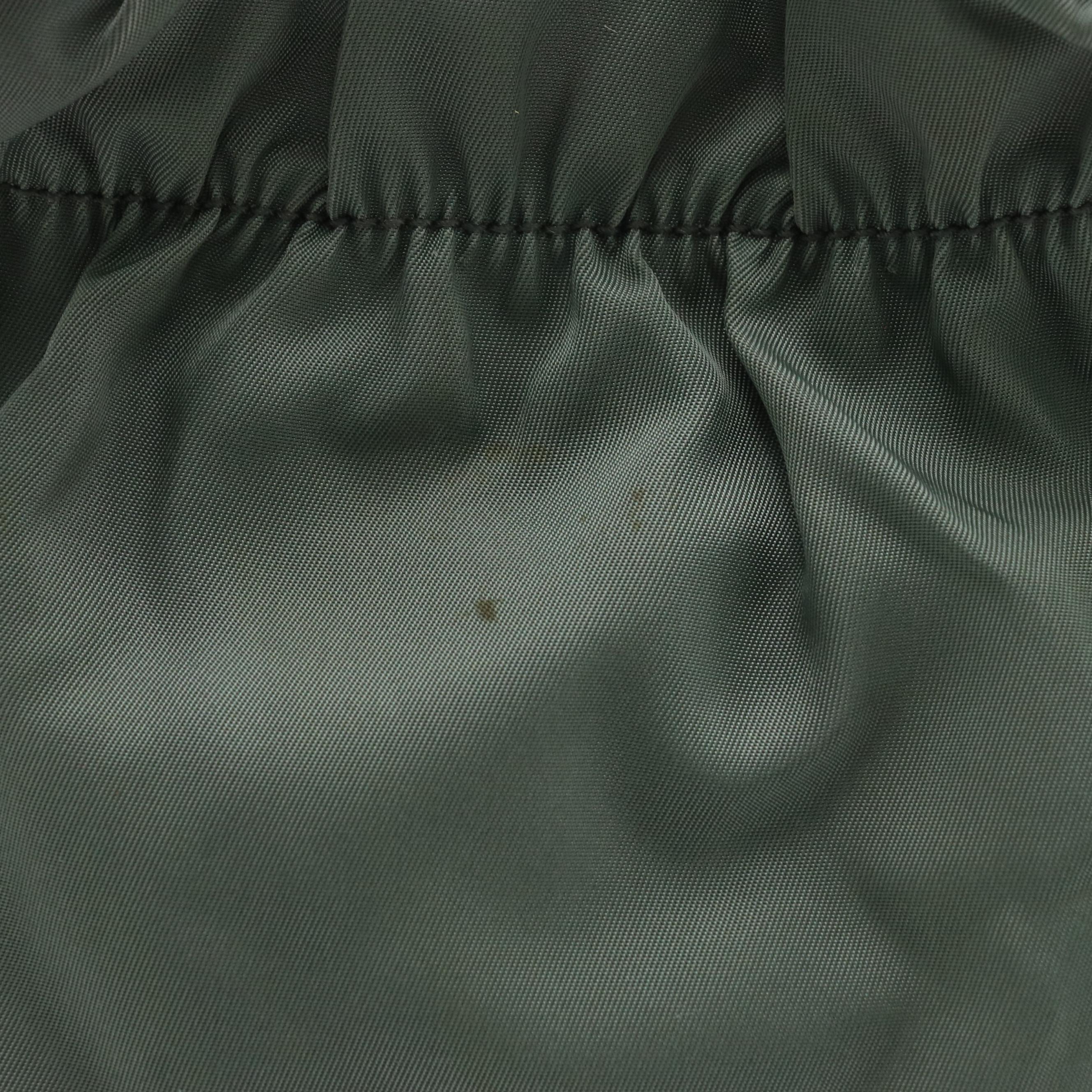 Prada Two-Way Tote in Green Gathered Tessuto Nylon with Woven Leather Handles