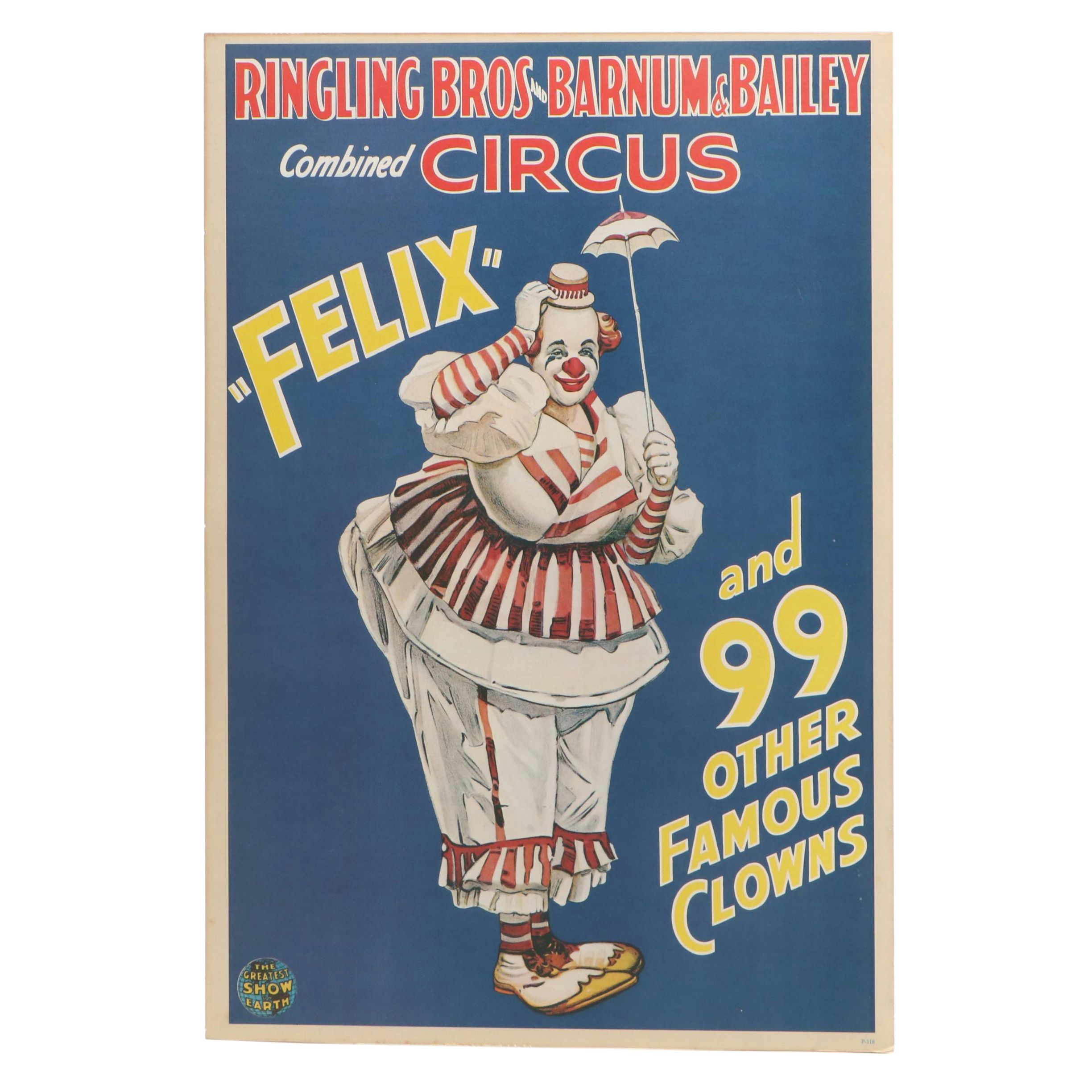 Ringling Bros and Barnum & Bailey "Felix and 99 Other Famous Clowns" Poster