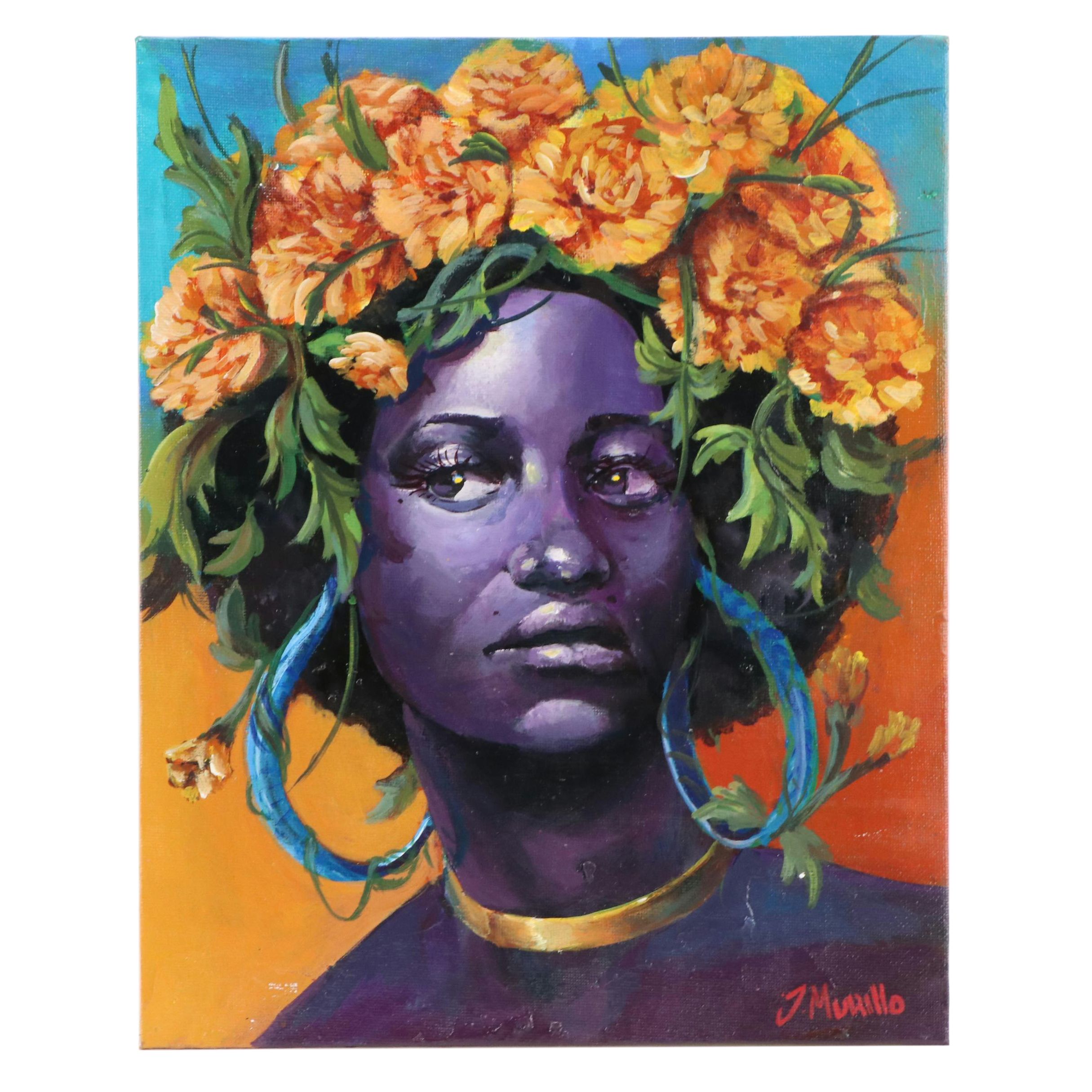 Jeshua Murillo Stylized Acrylic Portrait, 21st Century