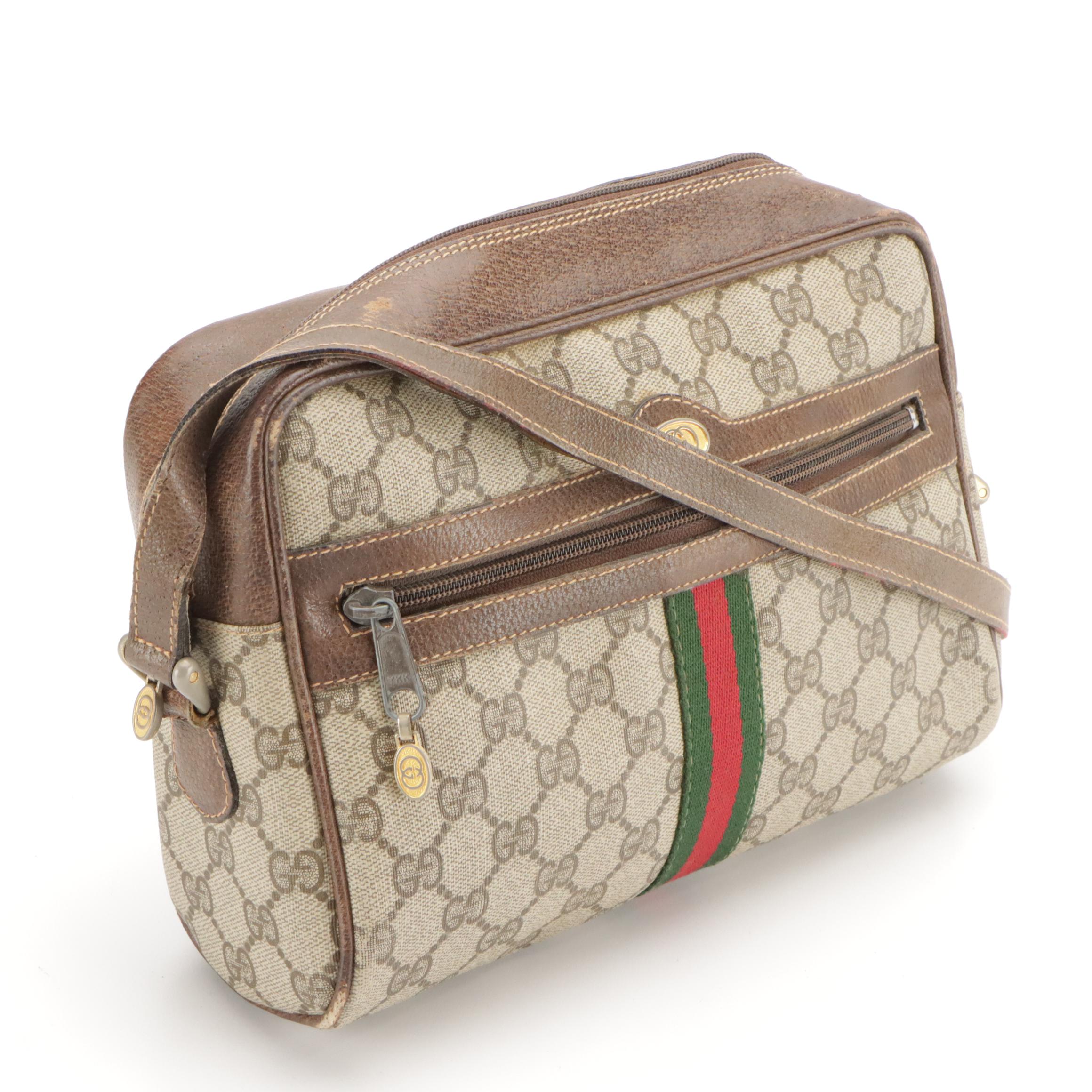 Gucci Accessory Collection Web Stripe, Supreme Canvas, and Leather Crossbody Bag
