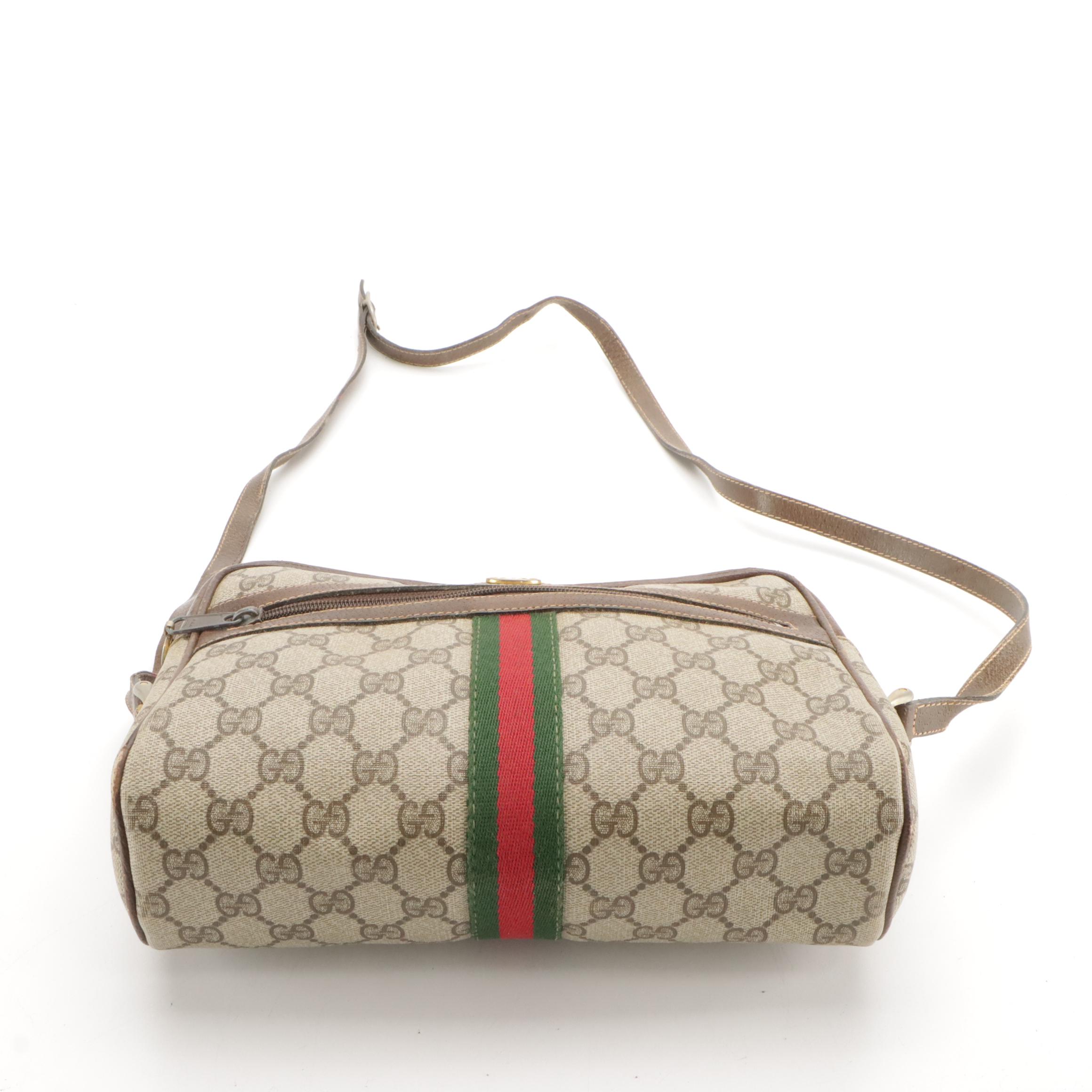 Gucci Accessory Collection Web Stripe, Supreme Canvas, and Leather Crossbody Bag