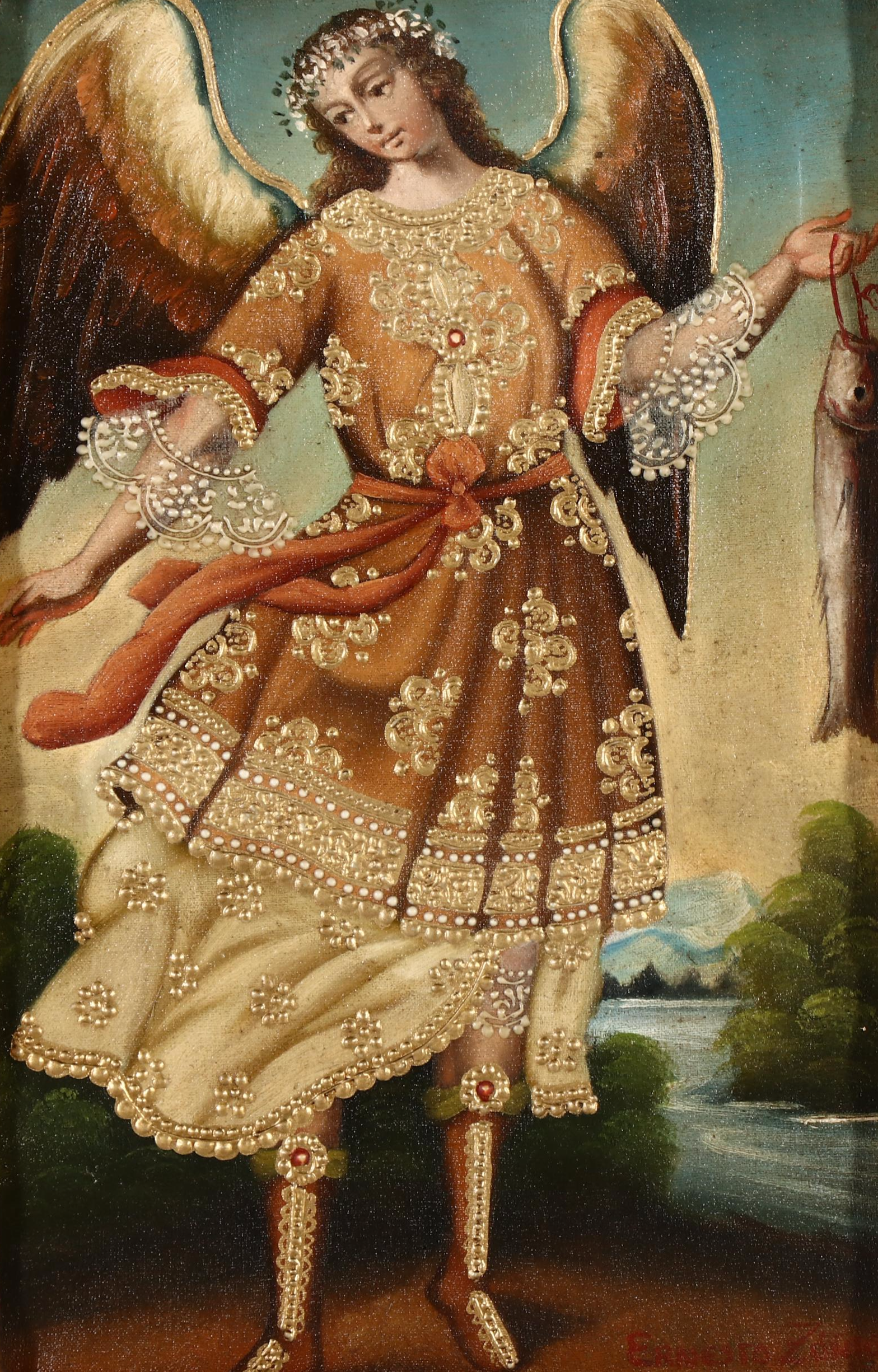 Ernesto Zuñiga Oil Painting "Arcangel San Rafael"