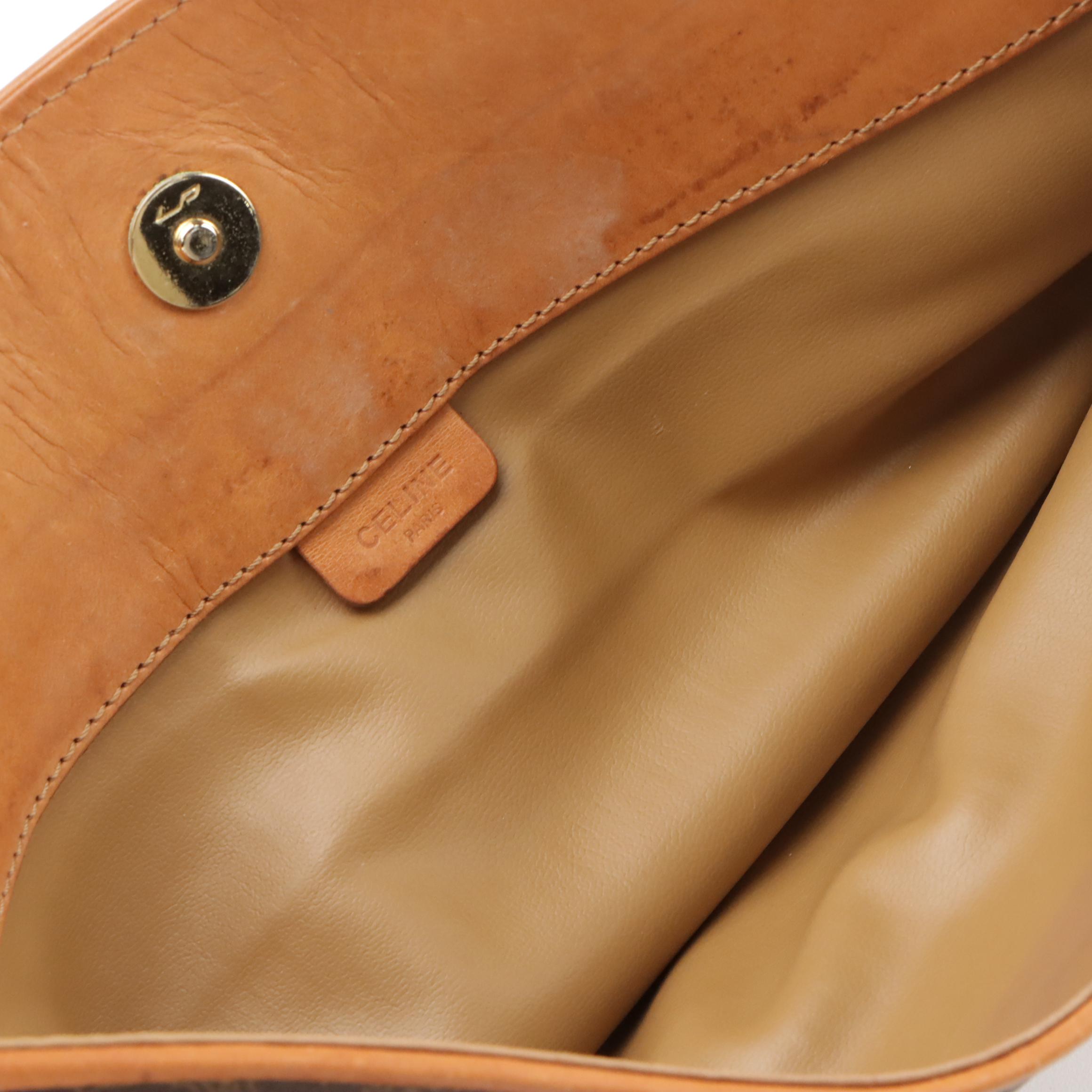 Celine Foldover Clutch in Macadam Canvas with Leather Trim