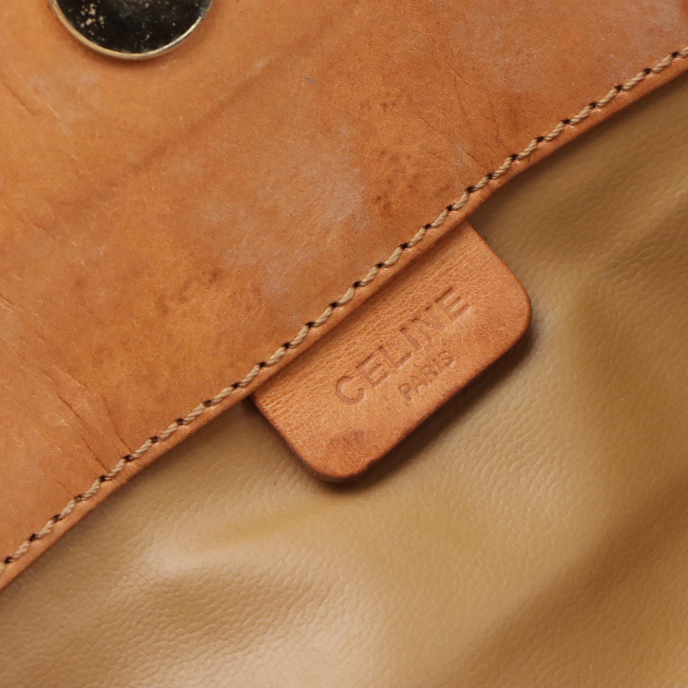 Celine Foldover Clutch in Macadam Canvas with Leather Trim