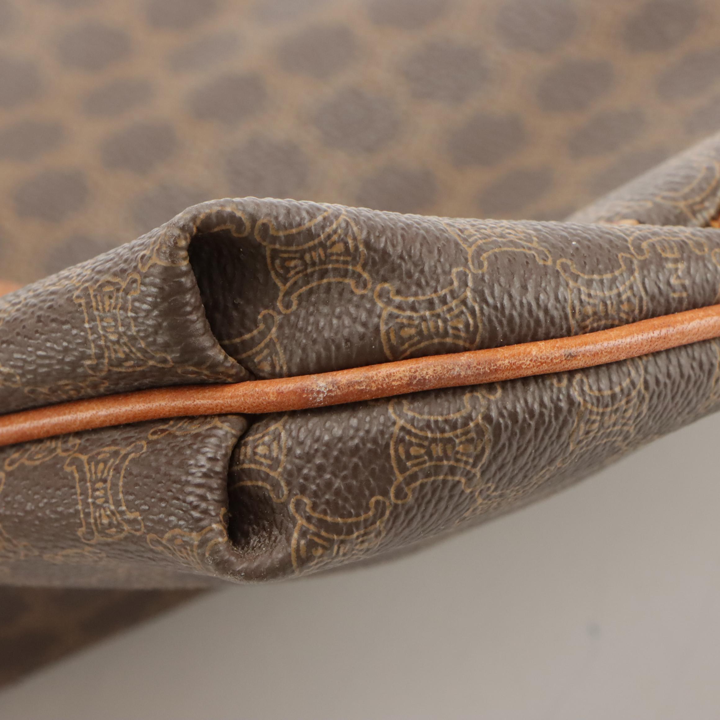 Celine Foldover Clutch in Macadam Canvas with Leather Trim