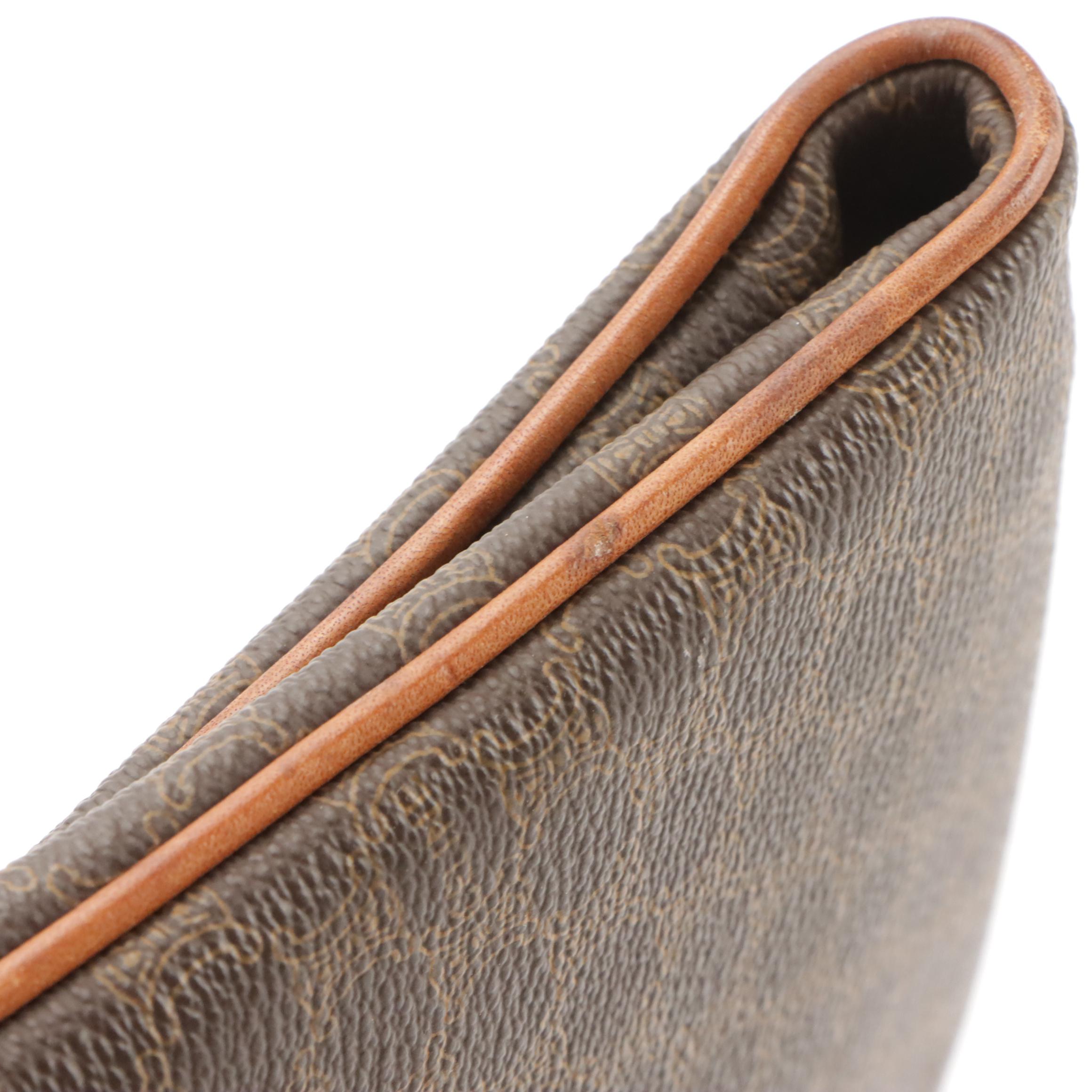 Celine Foldover Clutch in Macadam Canvas with Leather Trim