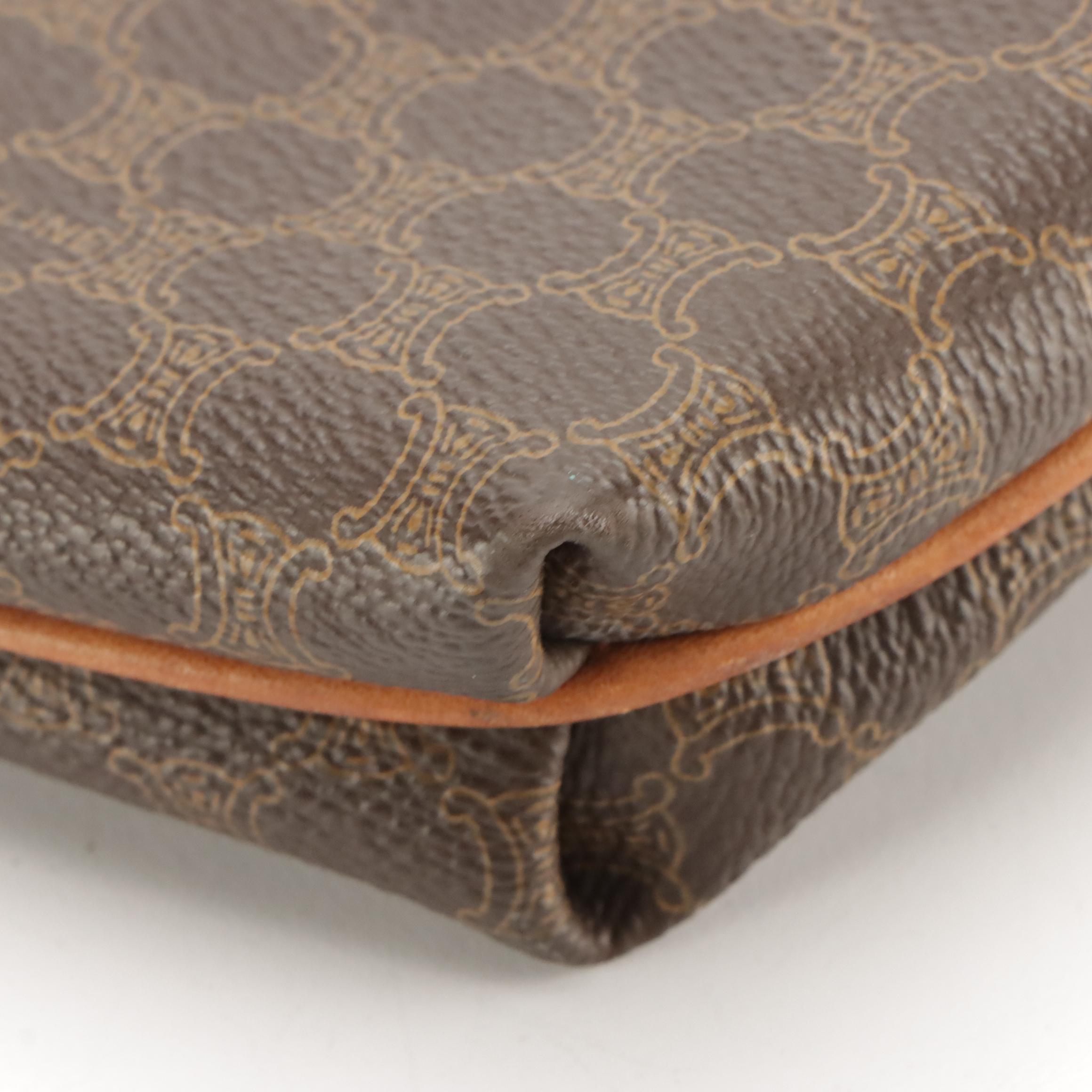 Celine Foldover Clutch in Macadam Canvas with Leather Trim