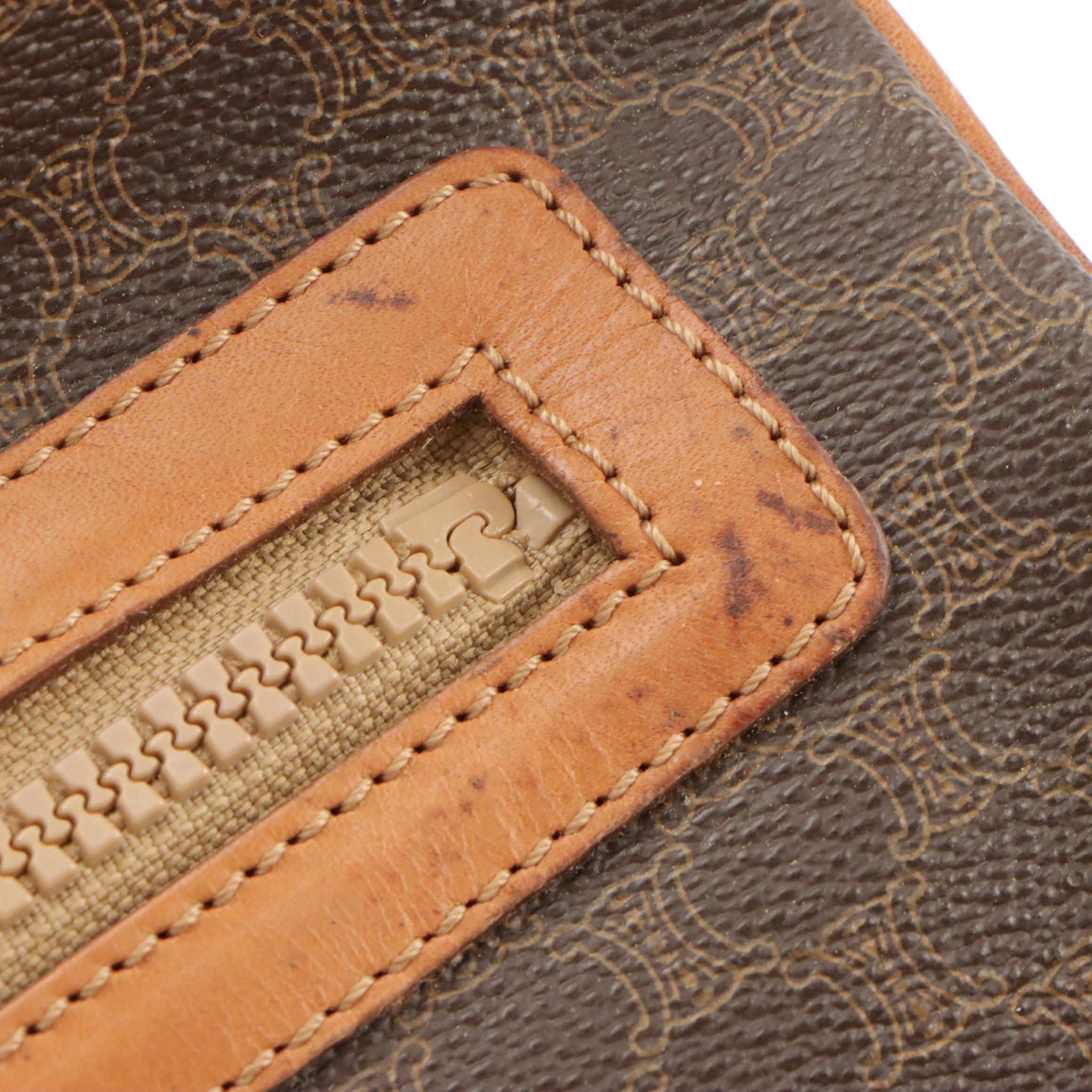 Celine Foldover Clutch in Macadam Canvas with Leather Trim