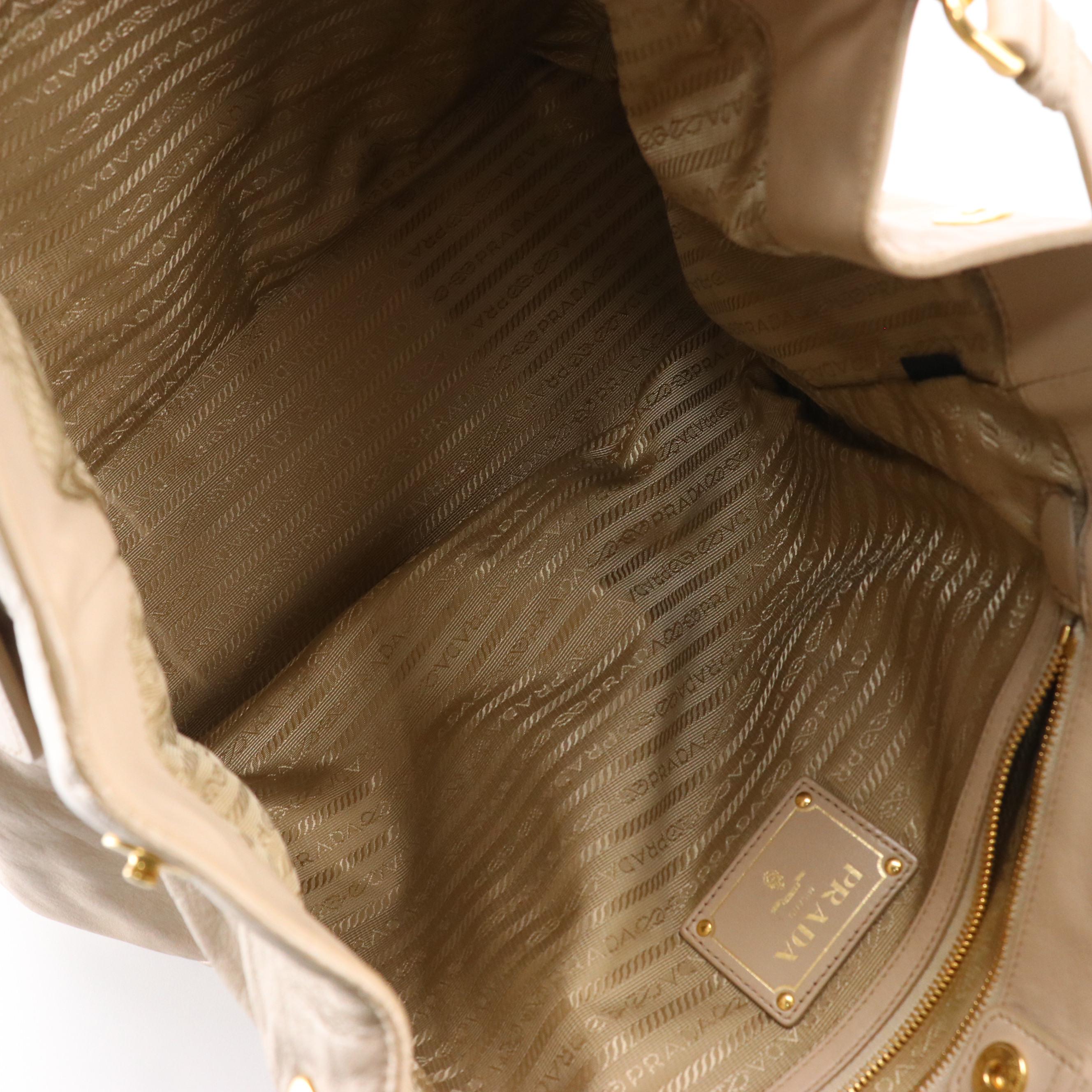 Prada Two-Way Shoulder Bag in Quarzo Soft Calfskin Leather