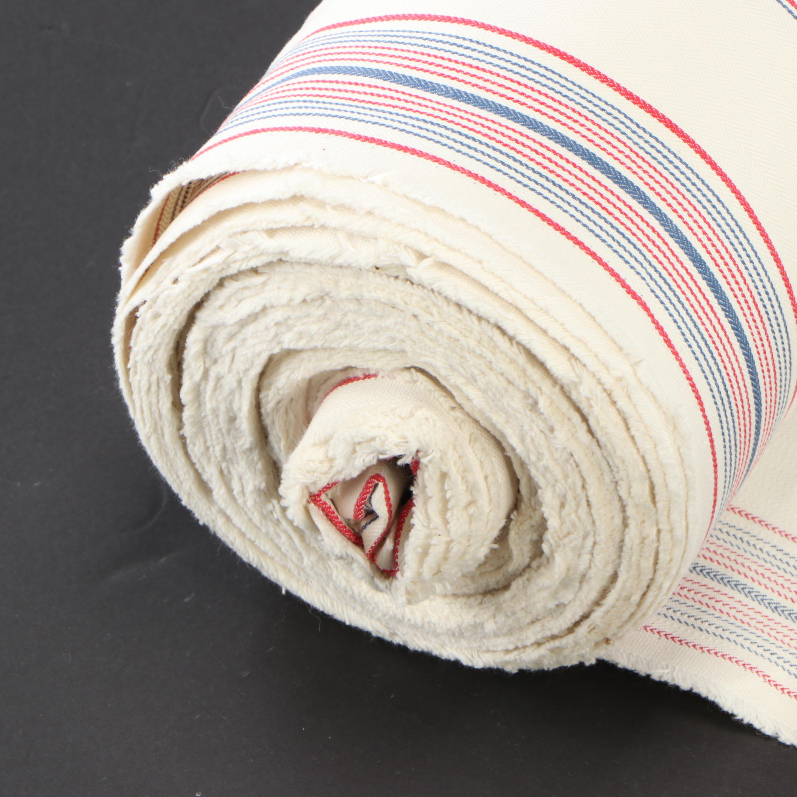 Partial Bolt of Striped Upholstery Fabric