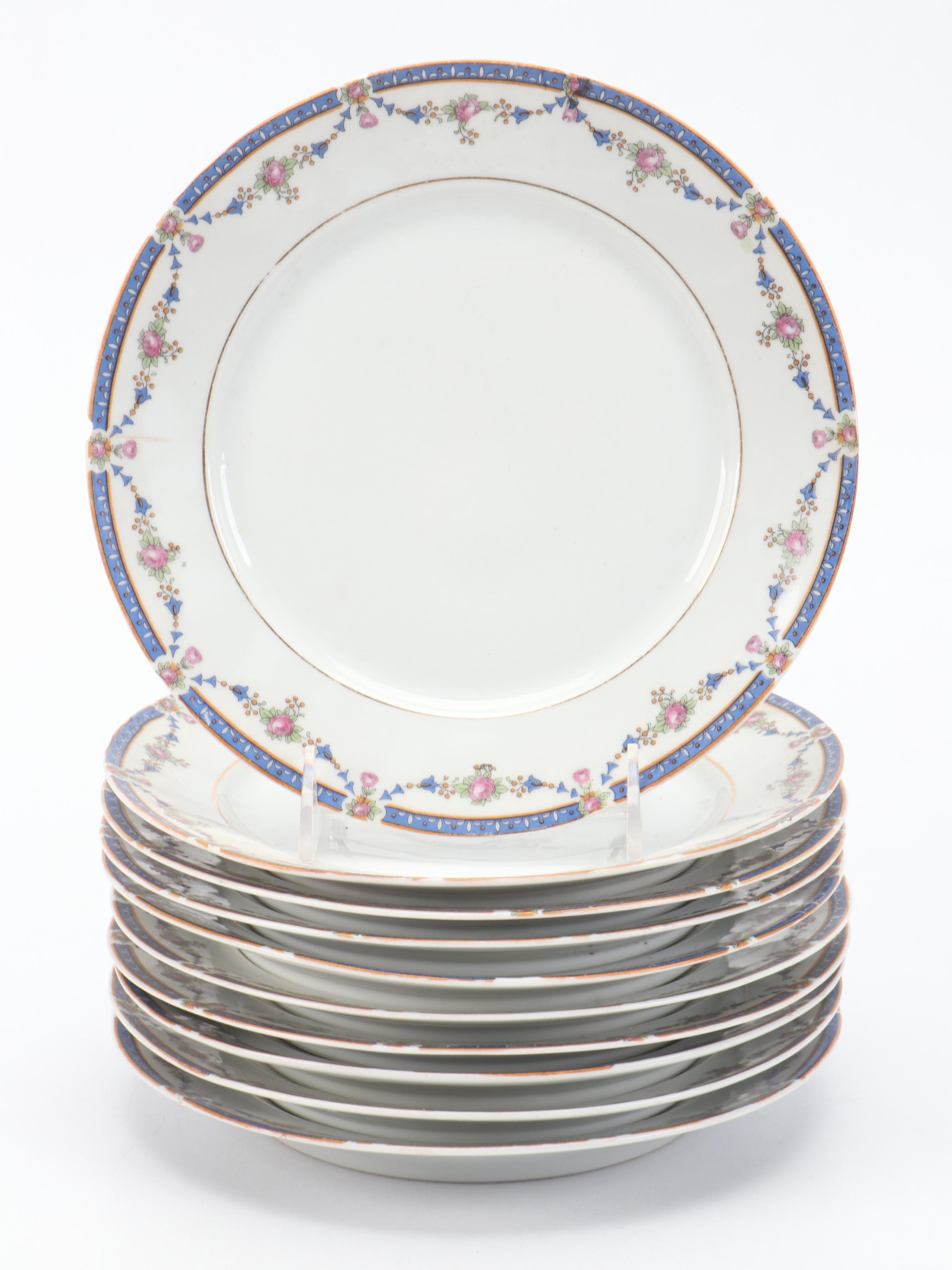 Minton "Minton Rose" Porcelain Dinner Plates with Other Porcelain Plates