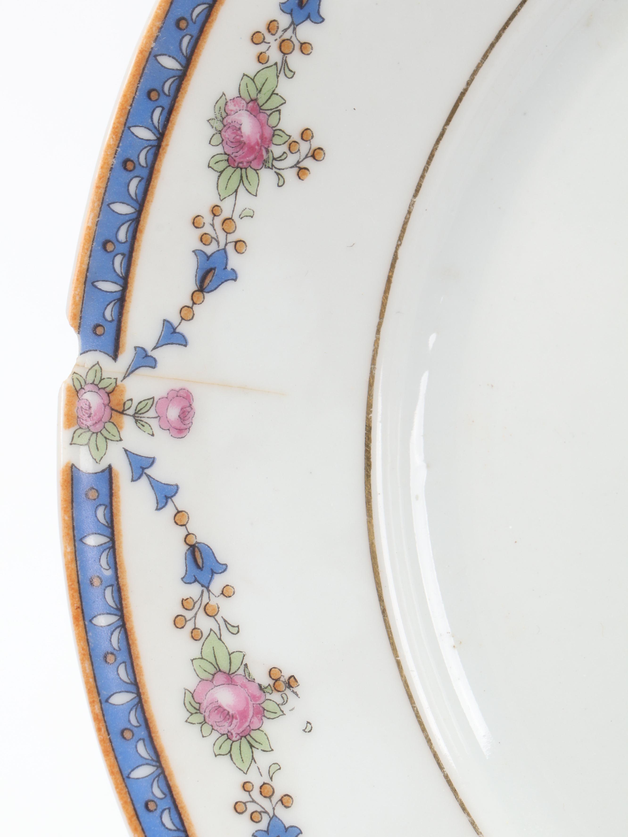 Minton "Minton Rose" Porcelain Dinner Plates with Other Porcelain Plates