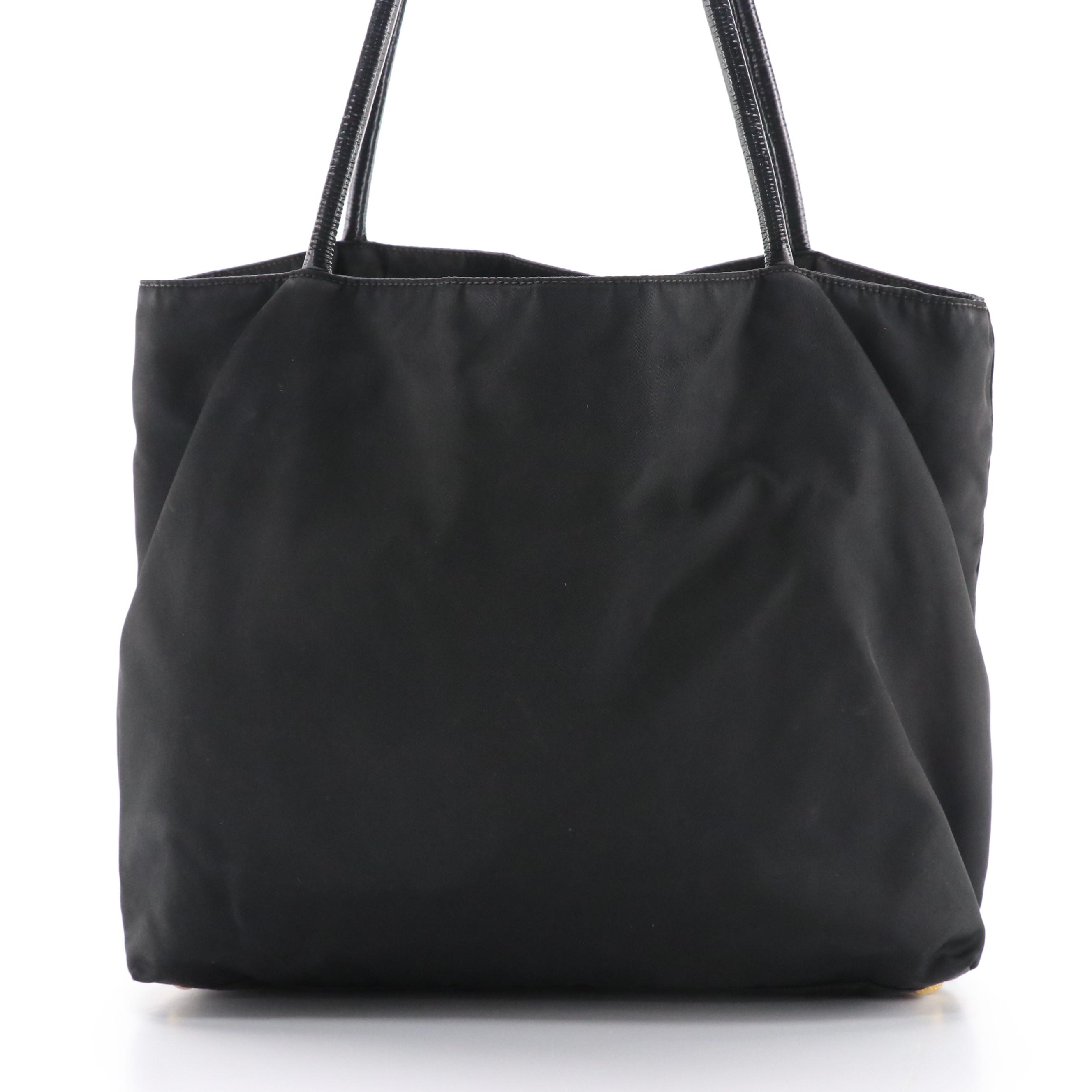 Prada Black Tessuto Nylon Shoulder Tote Bag