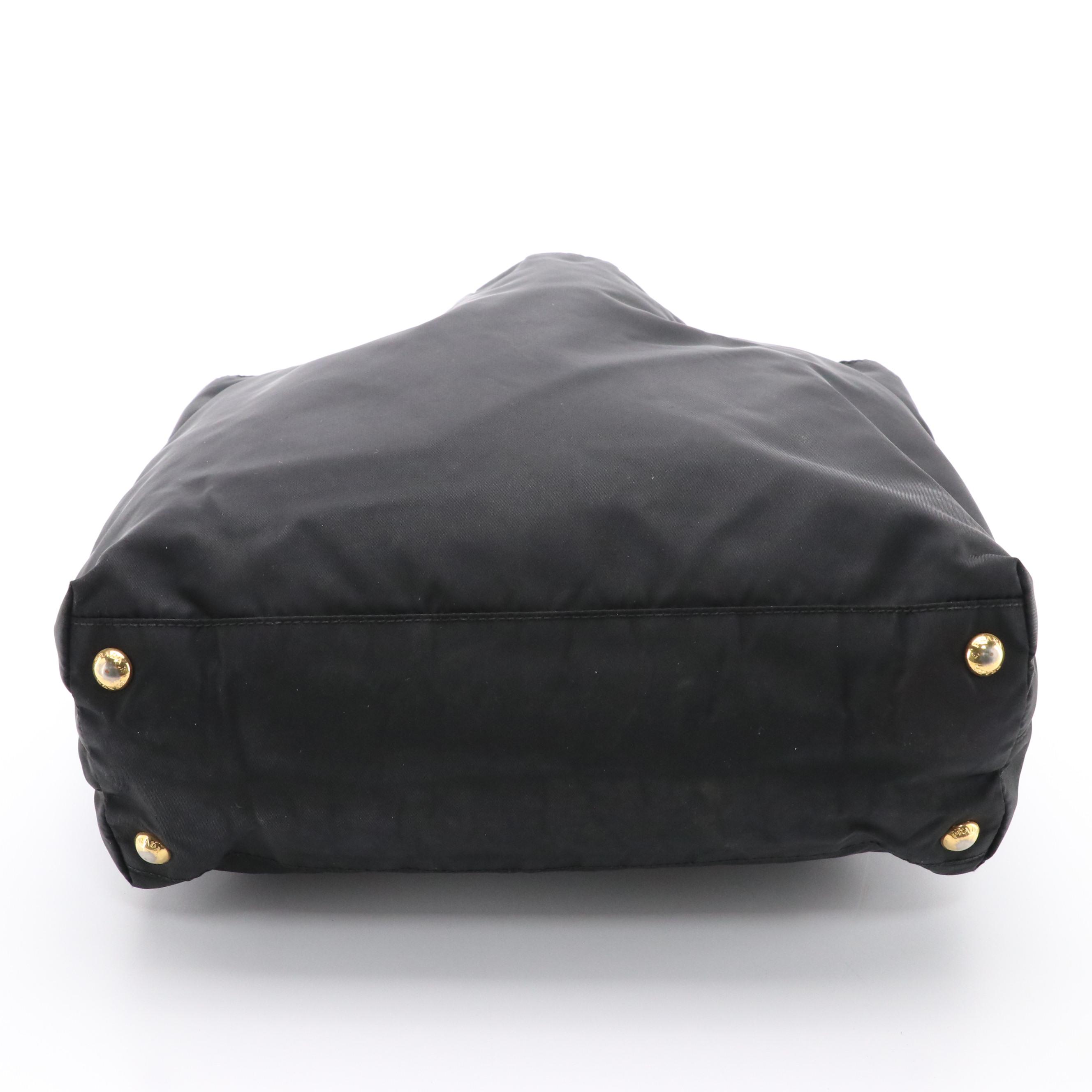 Prada Black Tessuto Nylon Shoulder Tote Bag