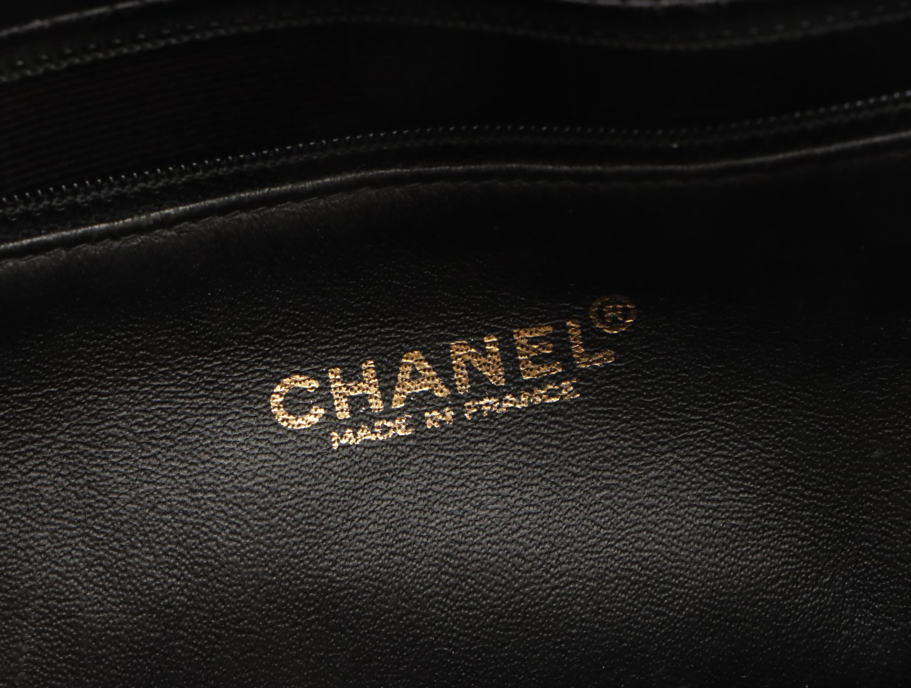 Chanel Black Patent Leather Chain Strap Bag With Box