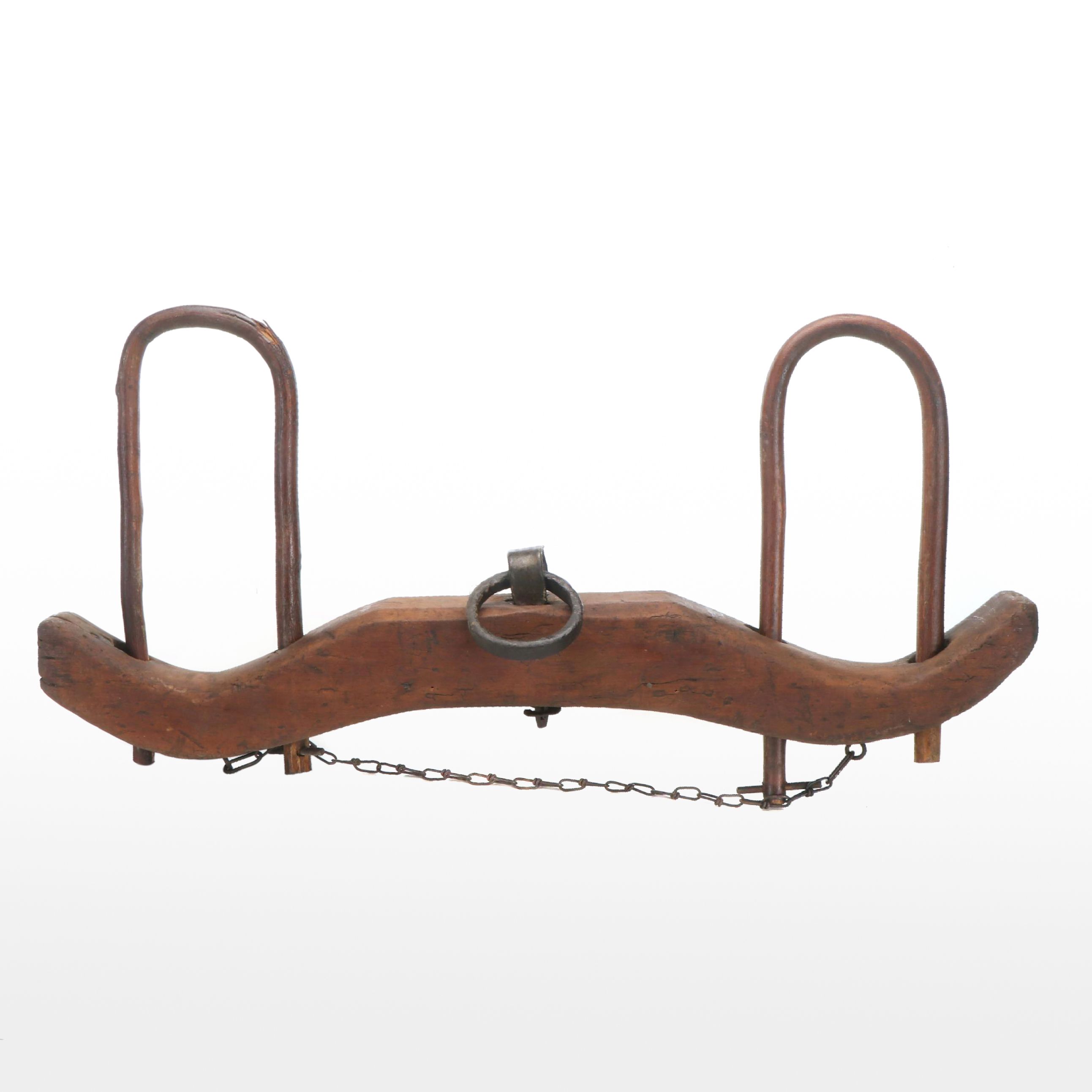 Primitive Wooden Double Oxen Yoke, 19th Century