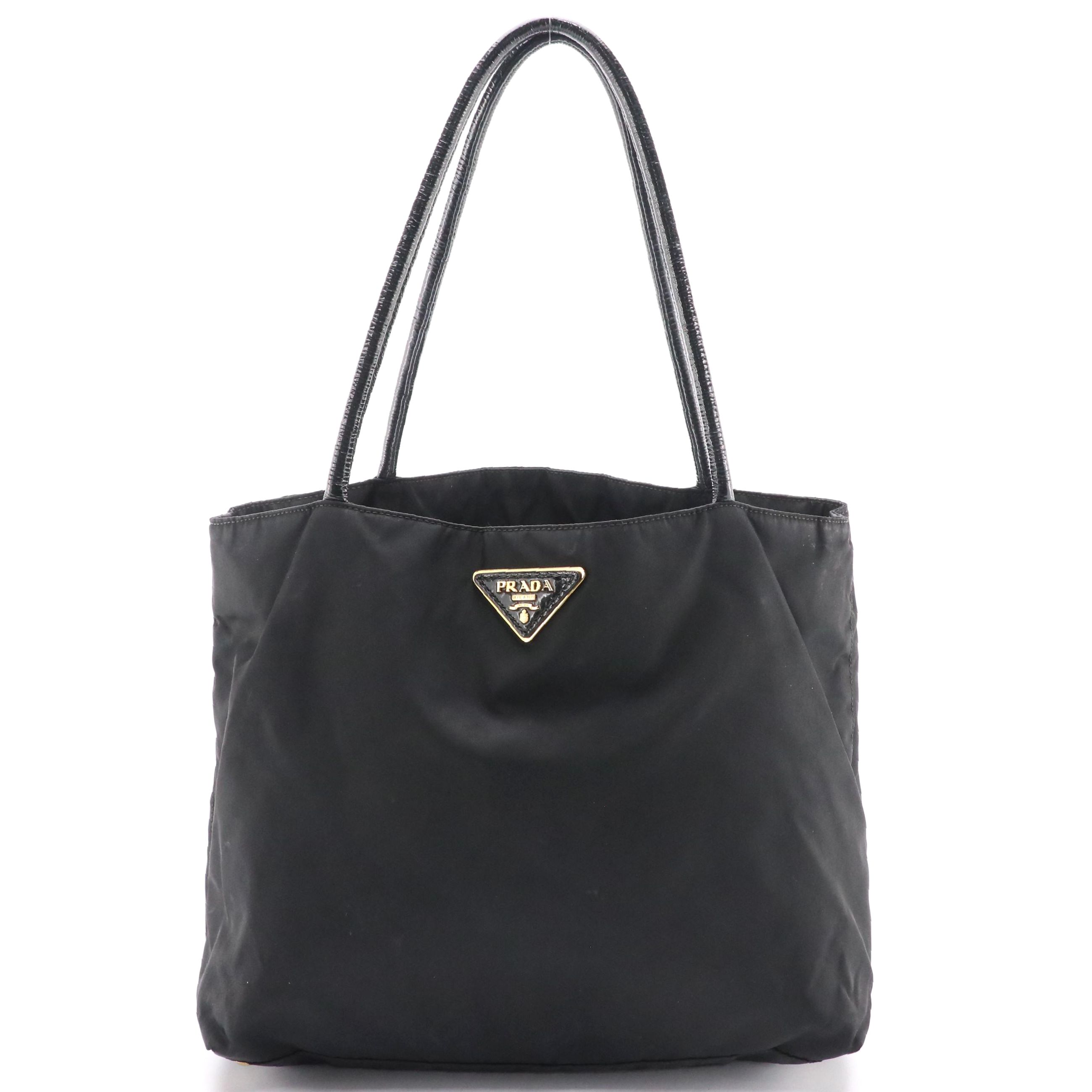 Prada Black Tessuto Nylon Shoulder Tote Bag