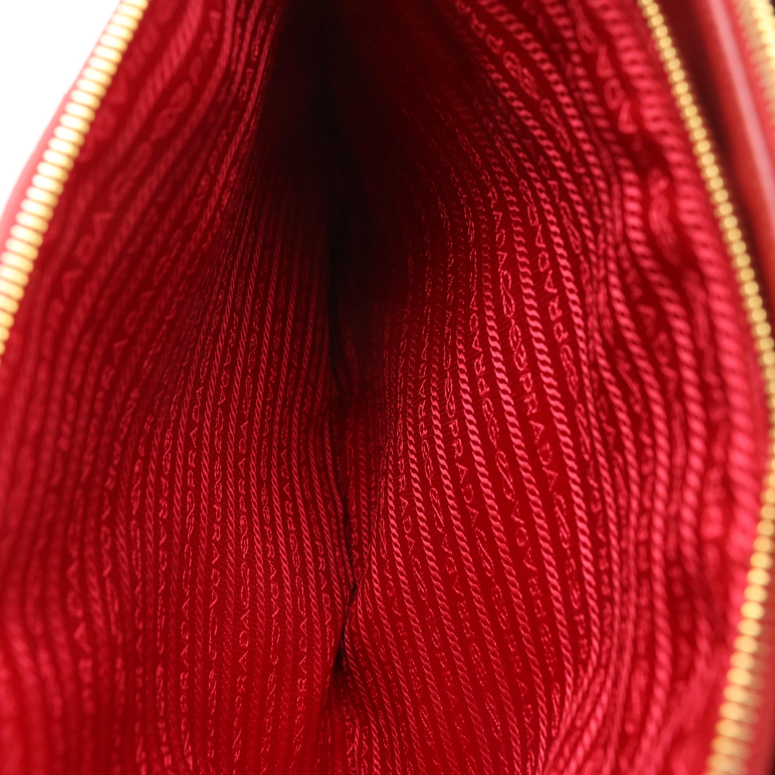 Prada Double Zip Large Tote Bag BN1786 in Fuoco Saffiano Lux Leather