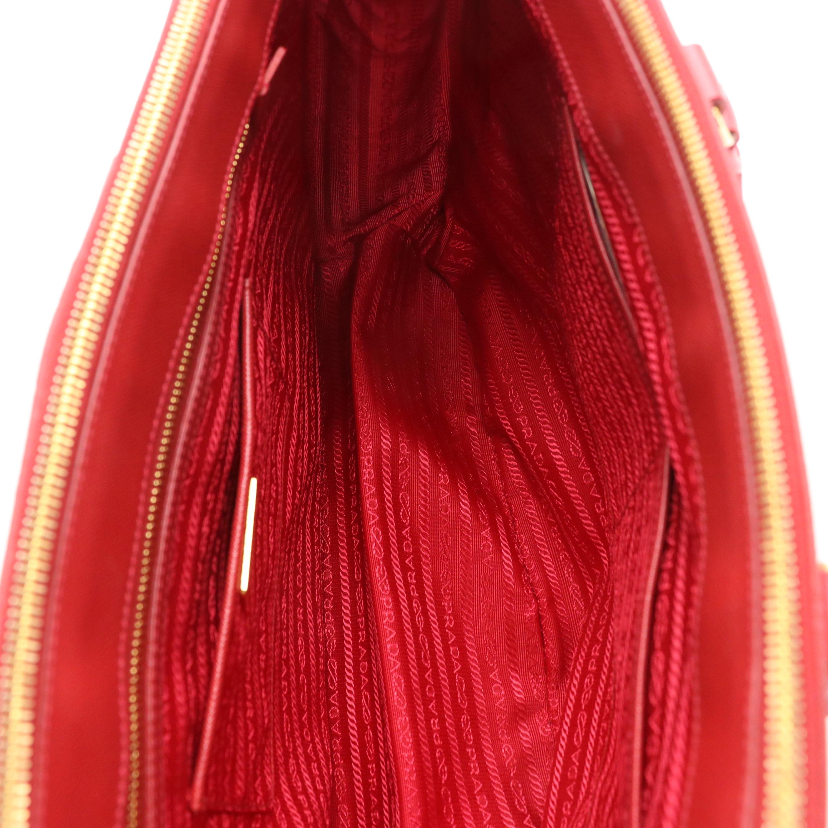 Prada Double Zip Large Tote Bag BN1786 in Fuoco Saffiano Lux Leather