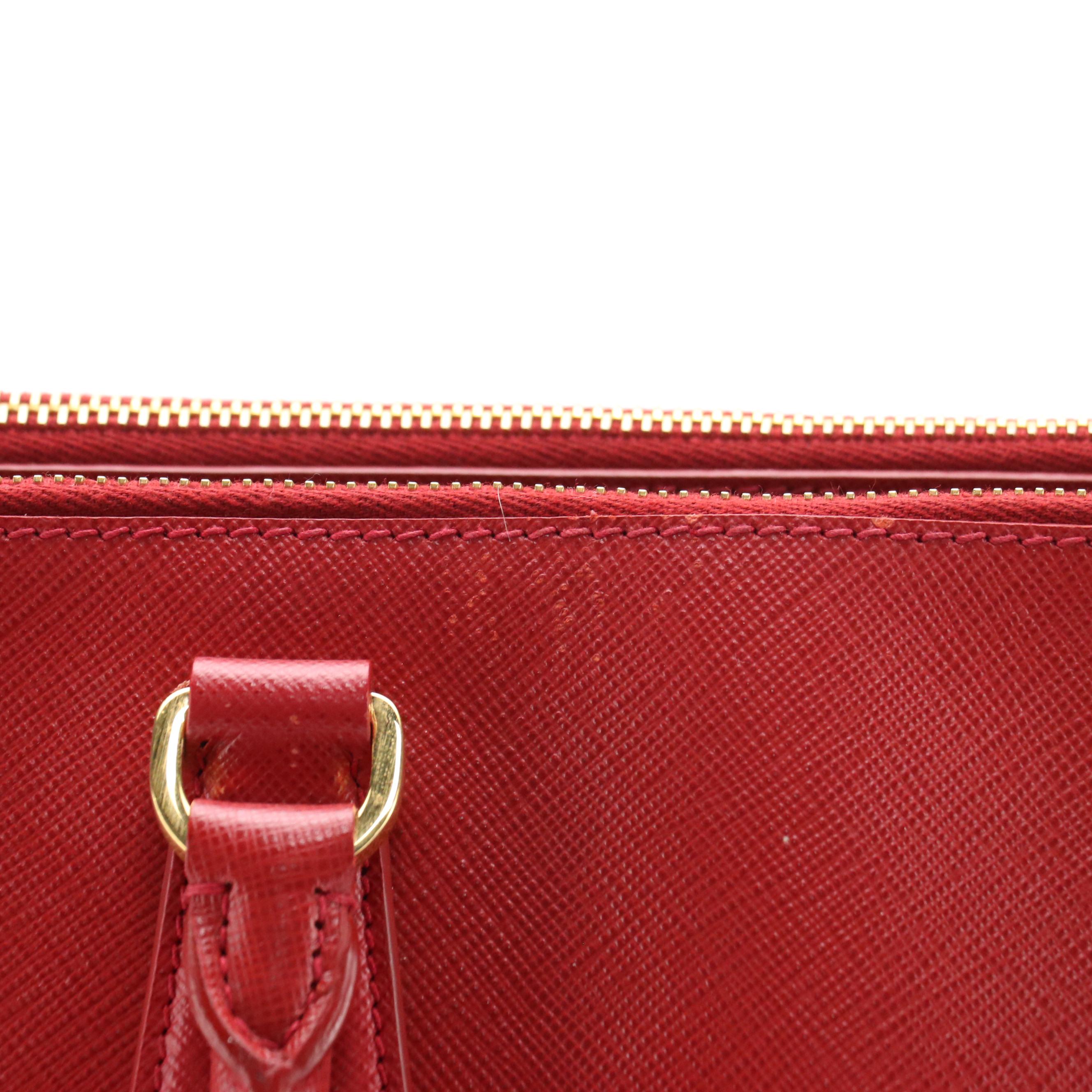 Prada Double Zip Large Tote Bag BN1786 in Fuoco Saffiano Lux Leather