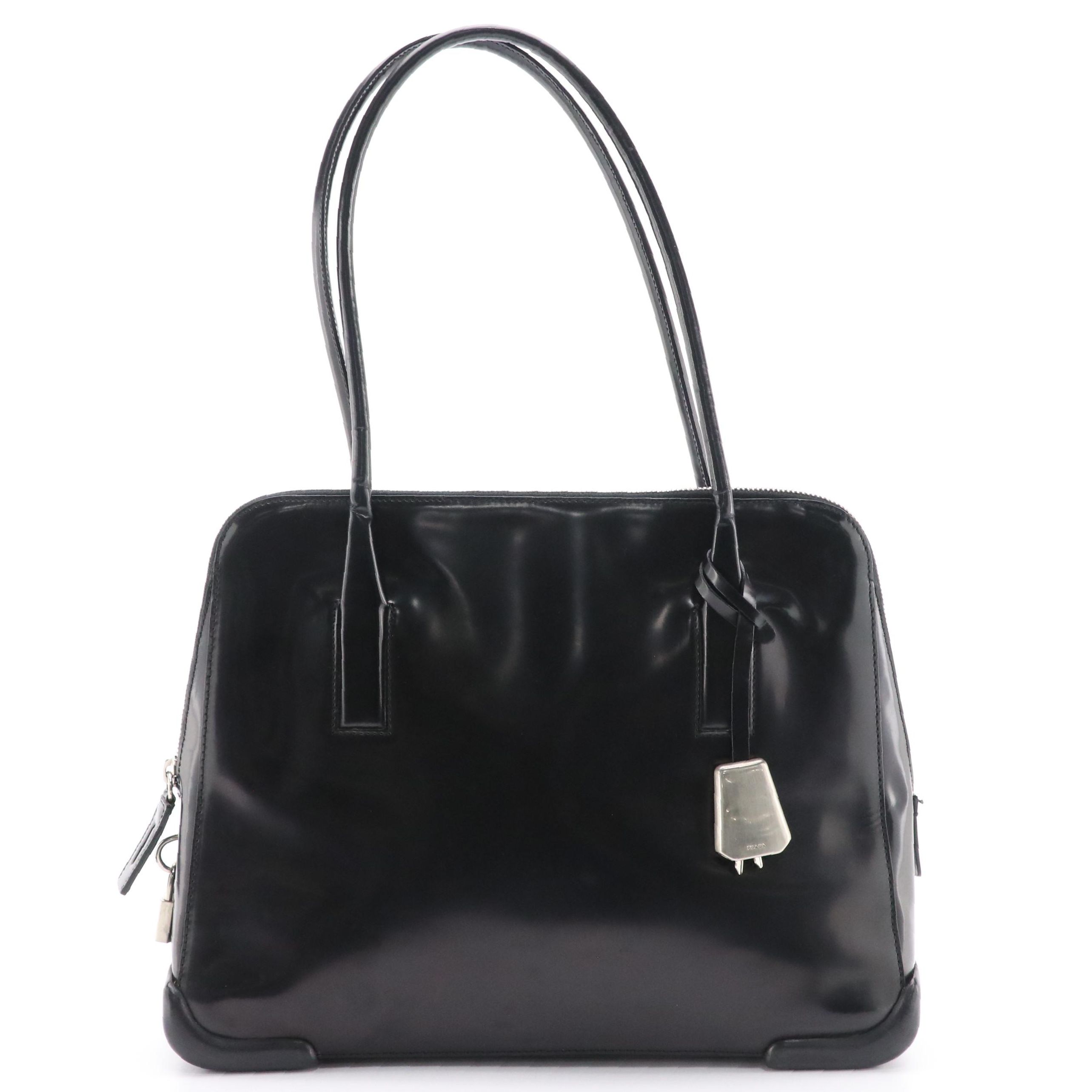 Prada Framed Shoulder Bag in Black Patent Leather