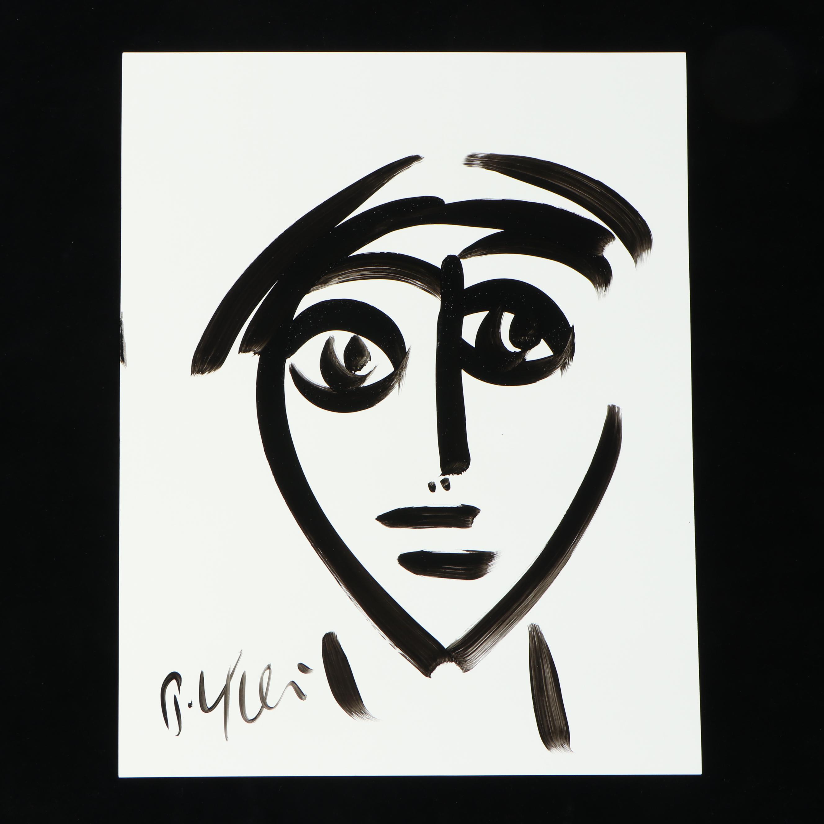 Peter Keil Abstract Acrylic Portrait Painting, Late 20th Century