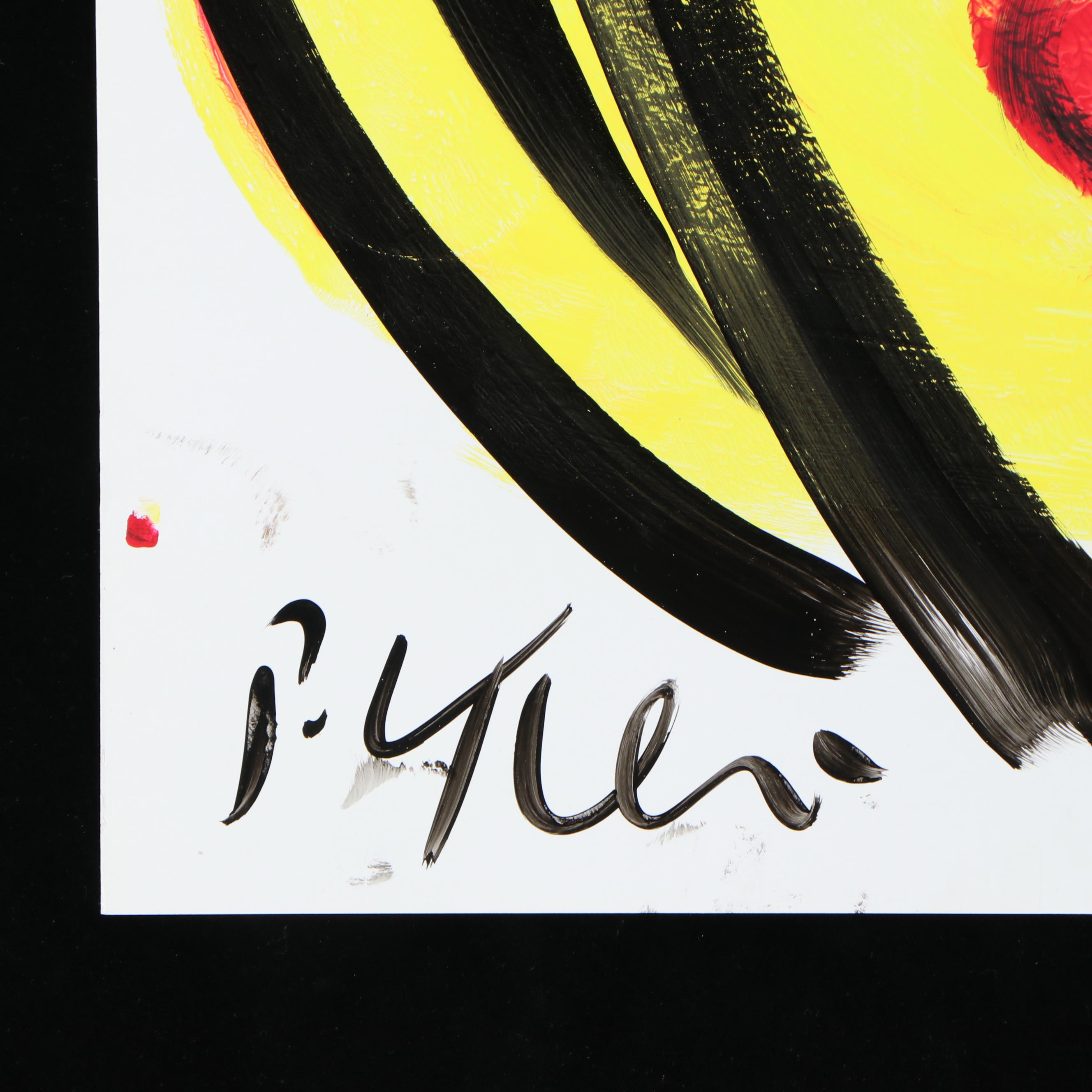 Peter Keil Abstract Acrylic Portrait Painting, Late 20th Century