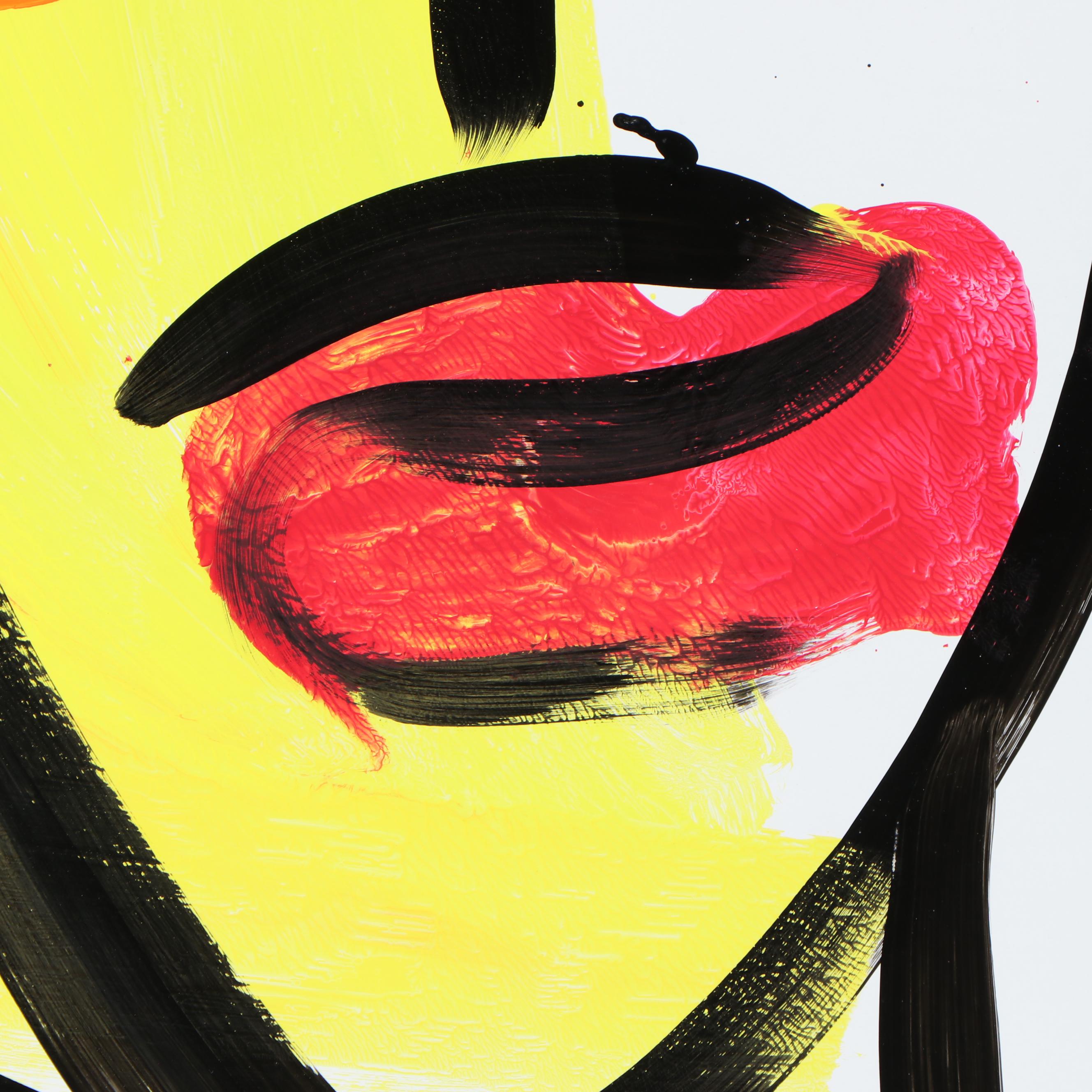 Peter Keil Abstract Acrylic Portrait Painting, Late 20th Century