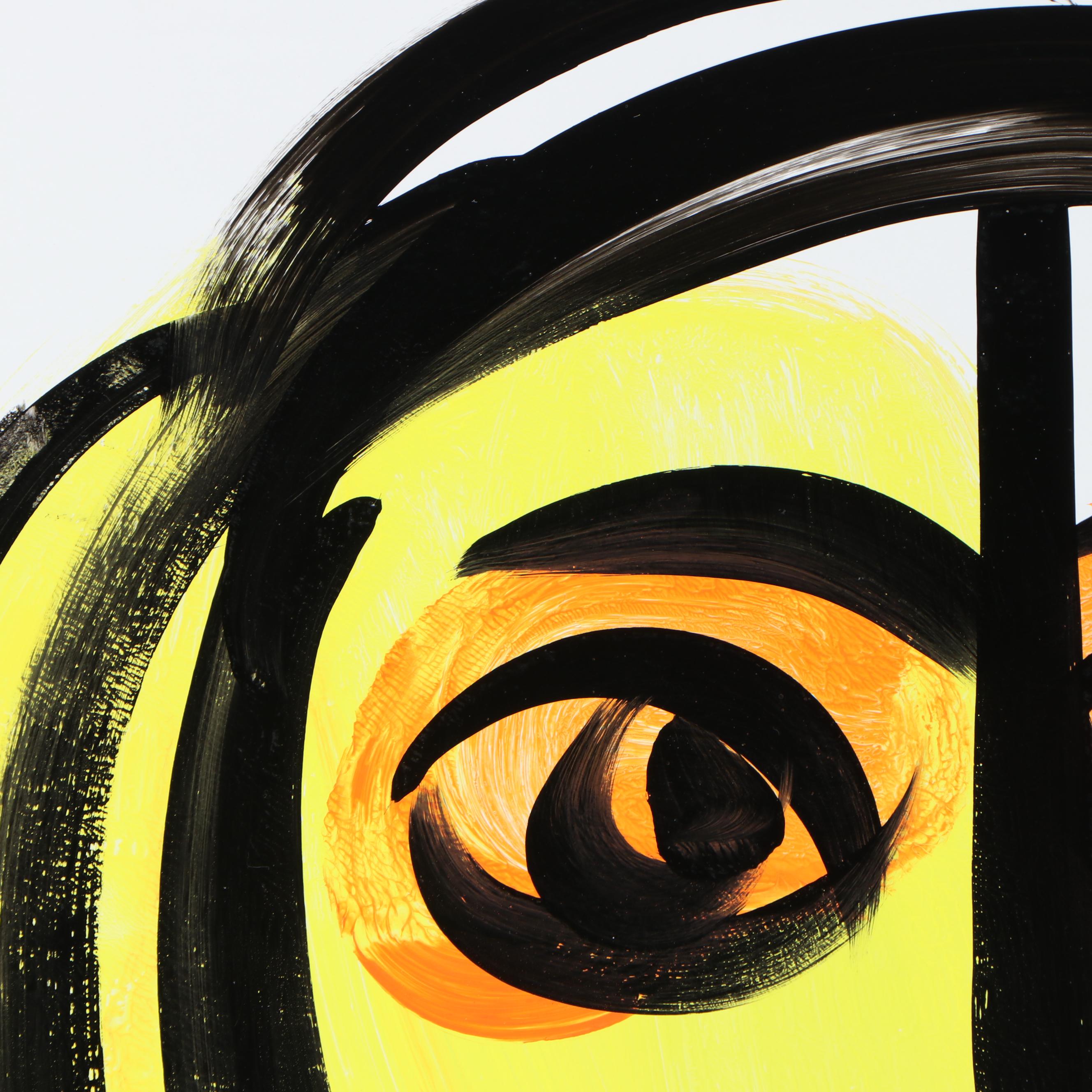 Peter Keil Abstract Acrylic Portrait Painting, Late 20th Century