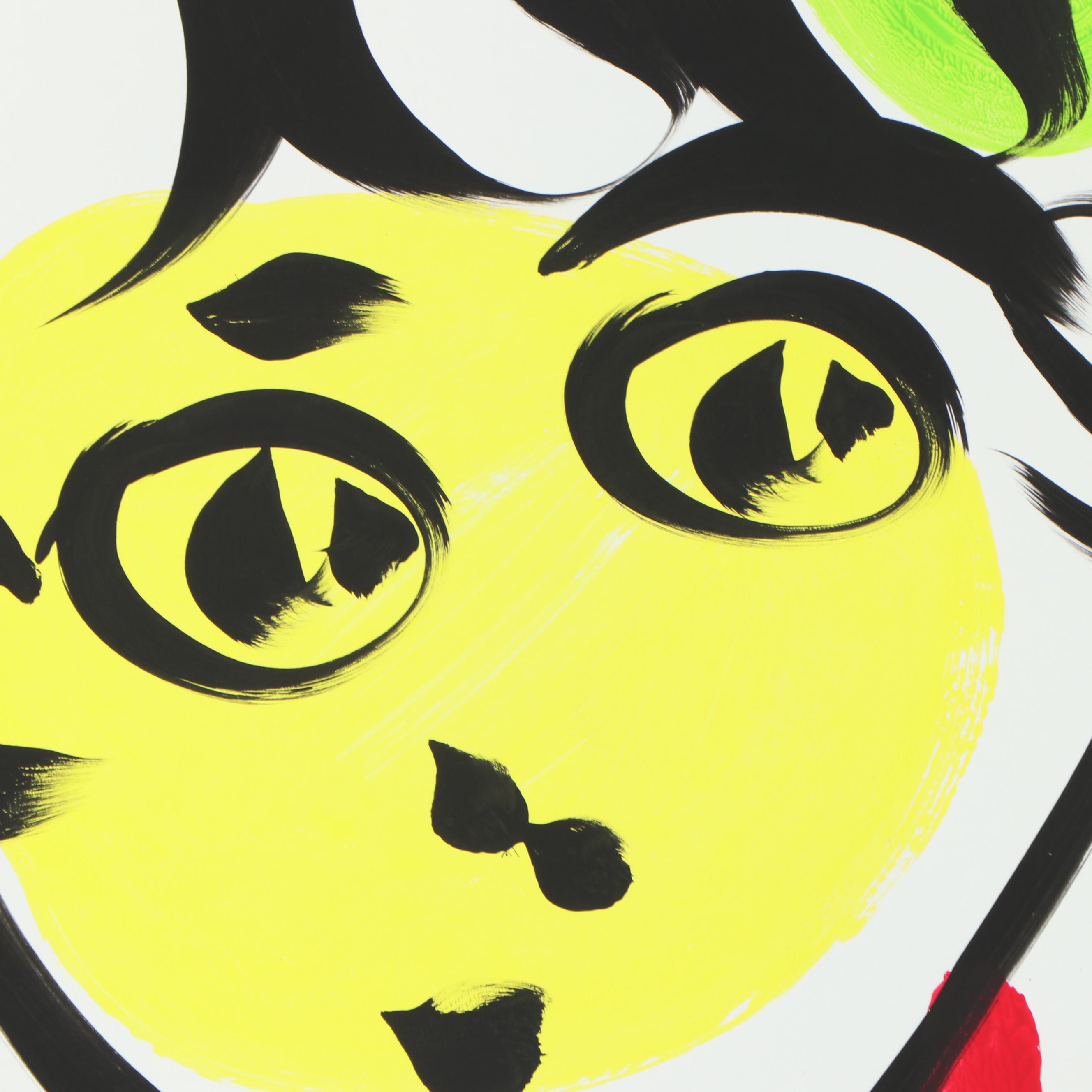 Peter Keil Abstract Acrylic Portrait Painting, Late 20th Century