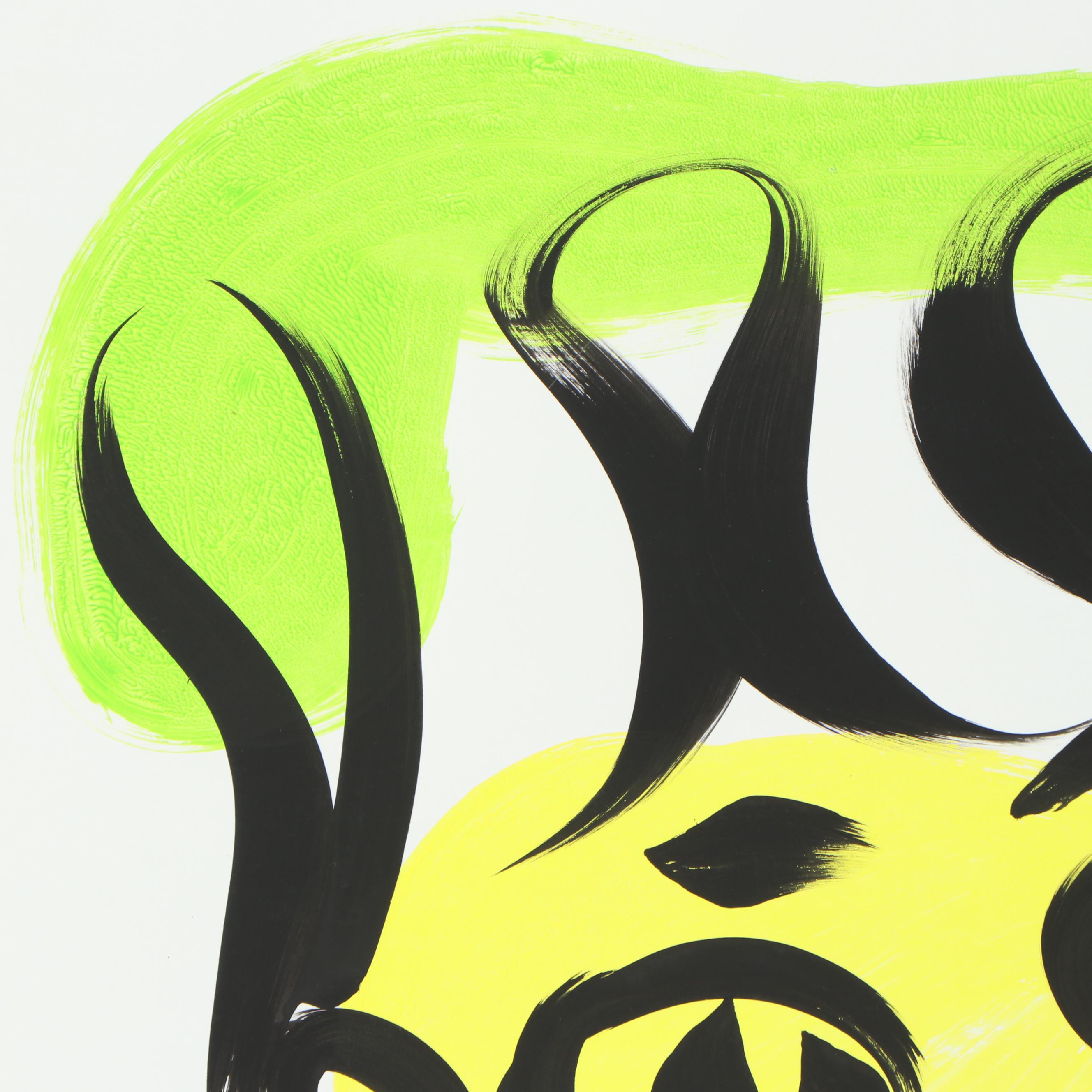 Peter Keil Abstract Acrylic Portrait Painting, Late 20th Century