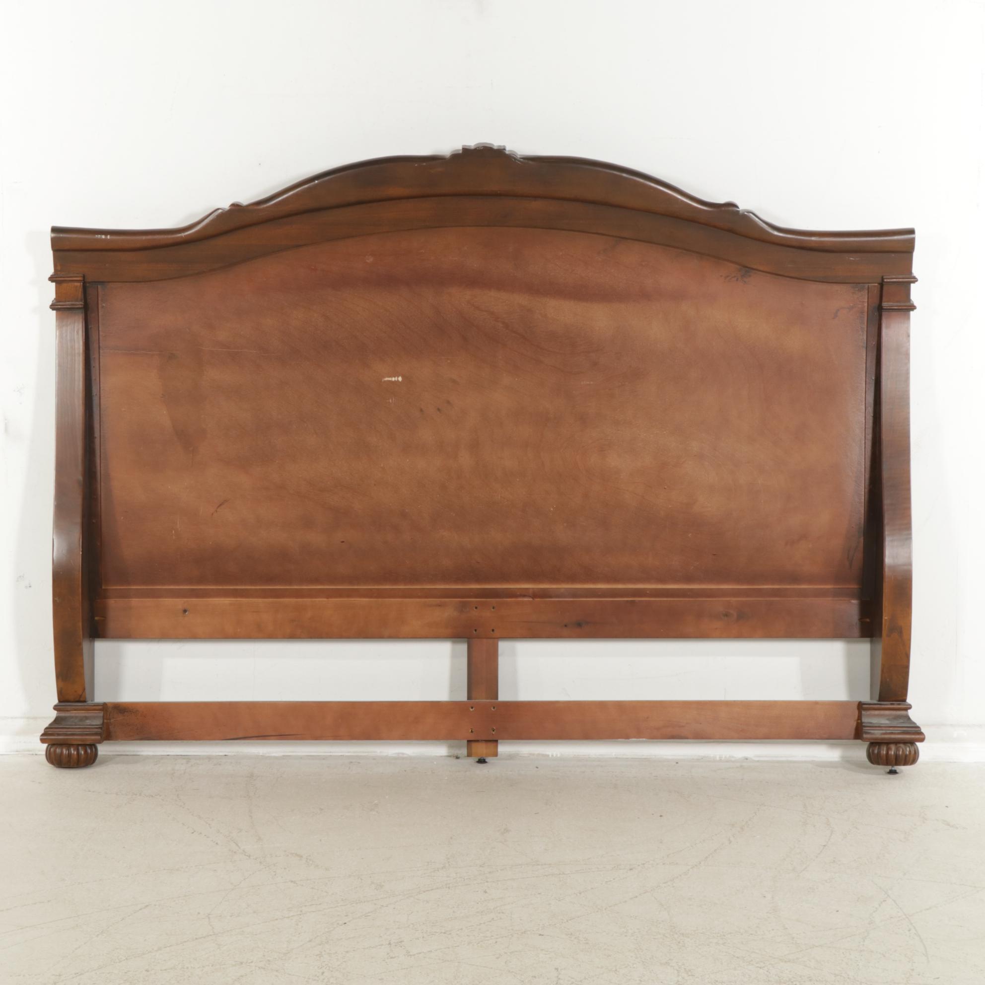 Carved Mahogany King Size Sleigh Bed Frame