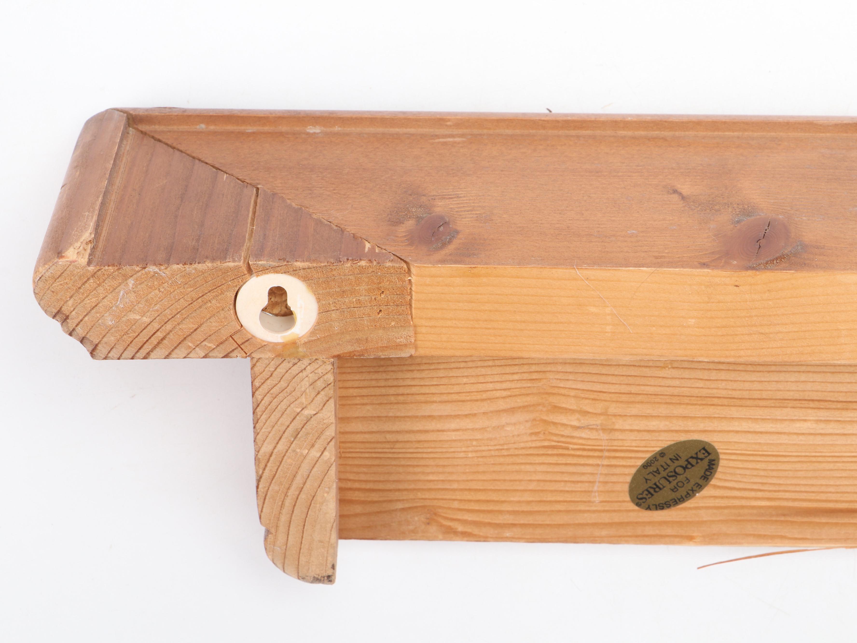 Italian Pine Wood Wall Shelf with White Laminate Floating Shelf