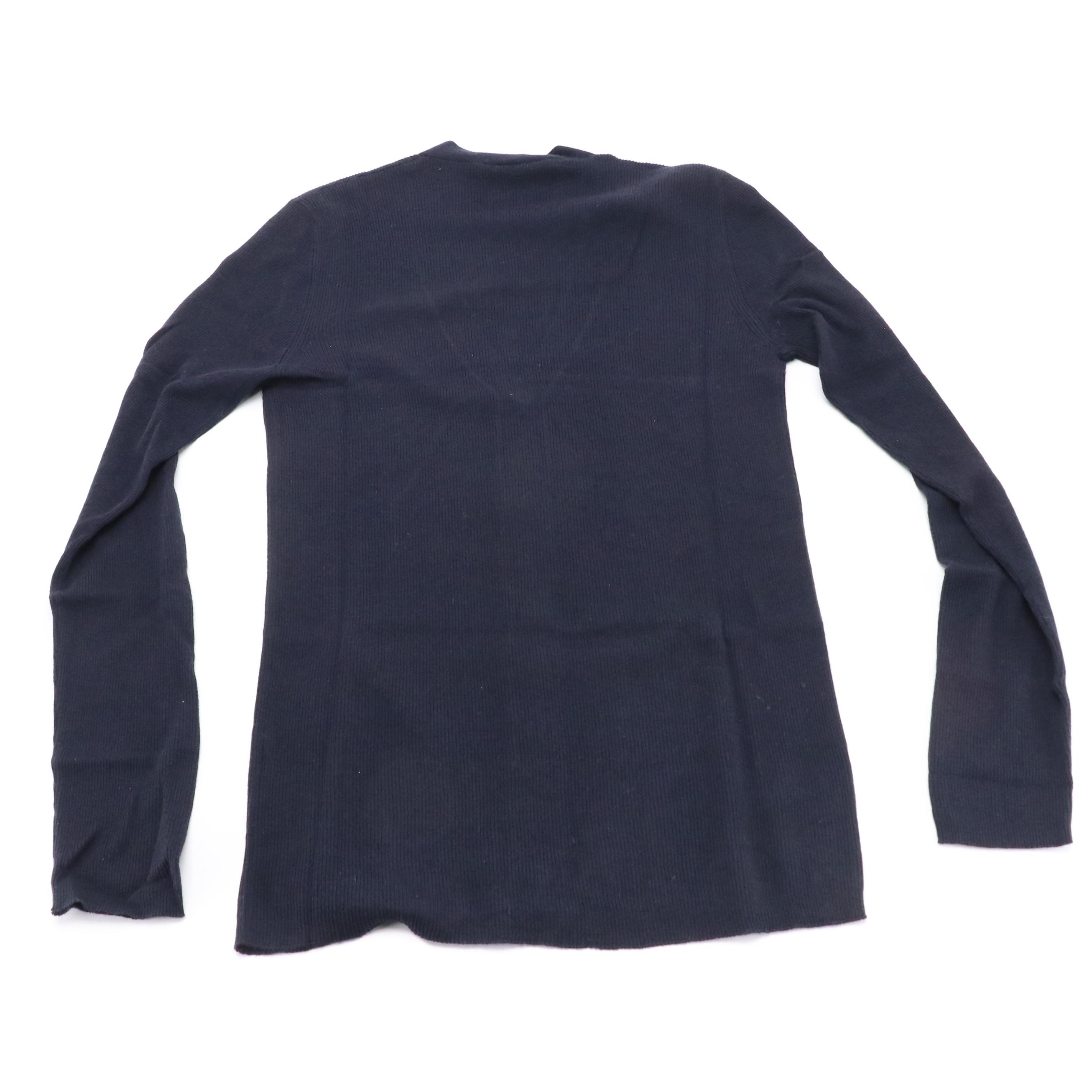 Prada Navy Blue Cashmere and Silk Blend Button-Front Lightweight Cardigan