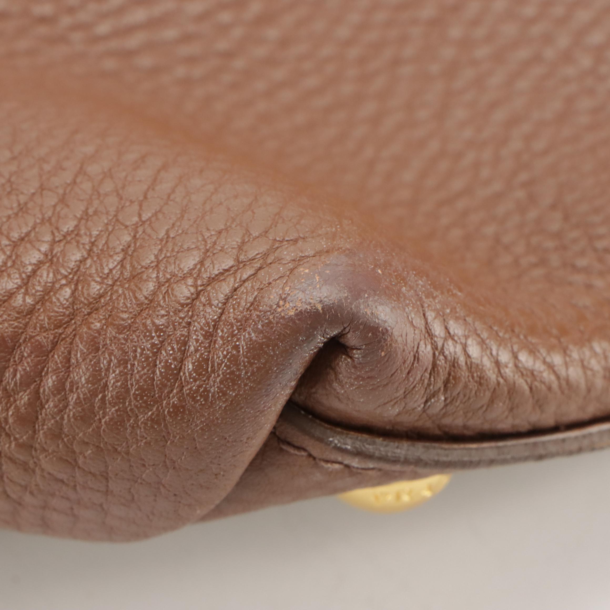 Prada Large Side Zip Hobo Shoulder Bag in Brown Vitello Daino Leather