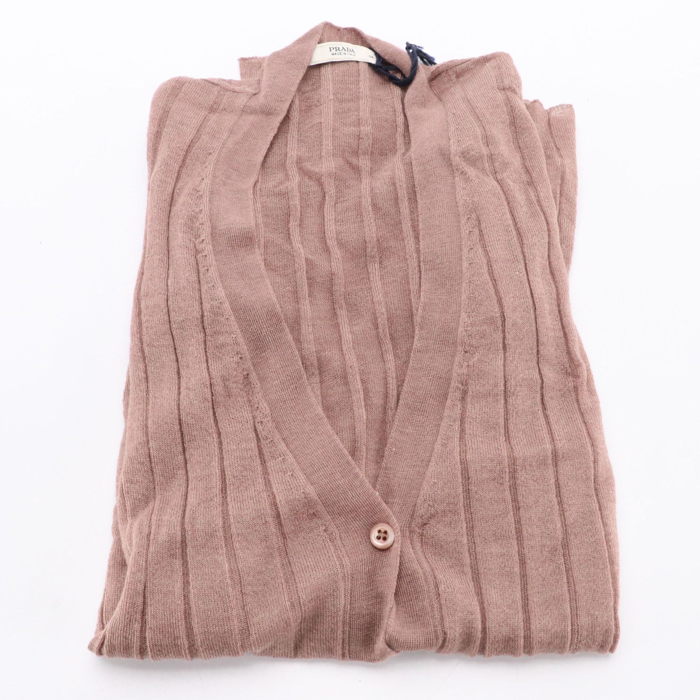 Prada Blush Pink Silk and Cashmere Cardigan Sweater