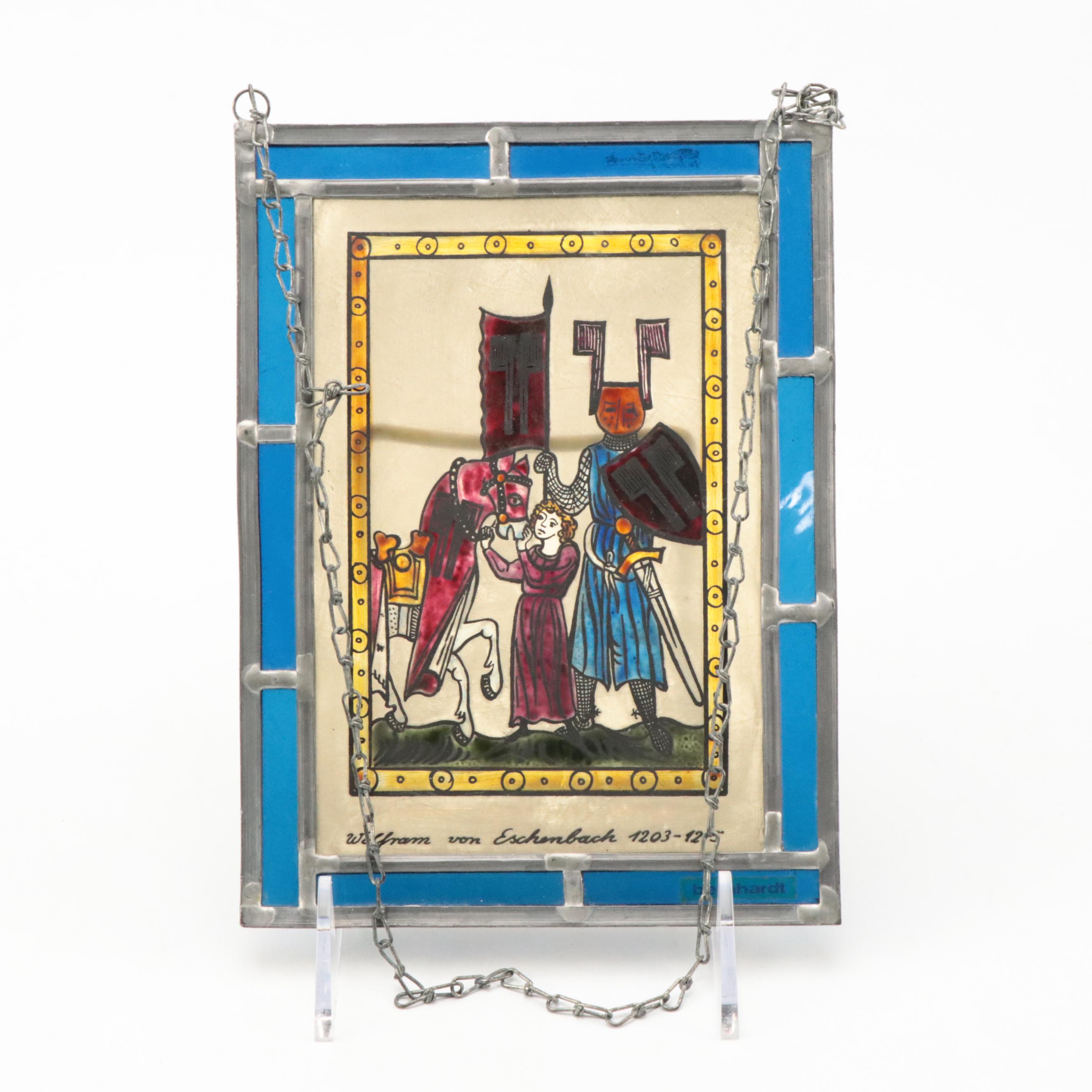 Bernhardt "Wolfram Von Eschenbach 1203-1215" Stained Glass Hanging