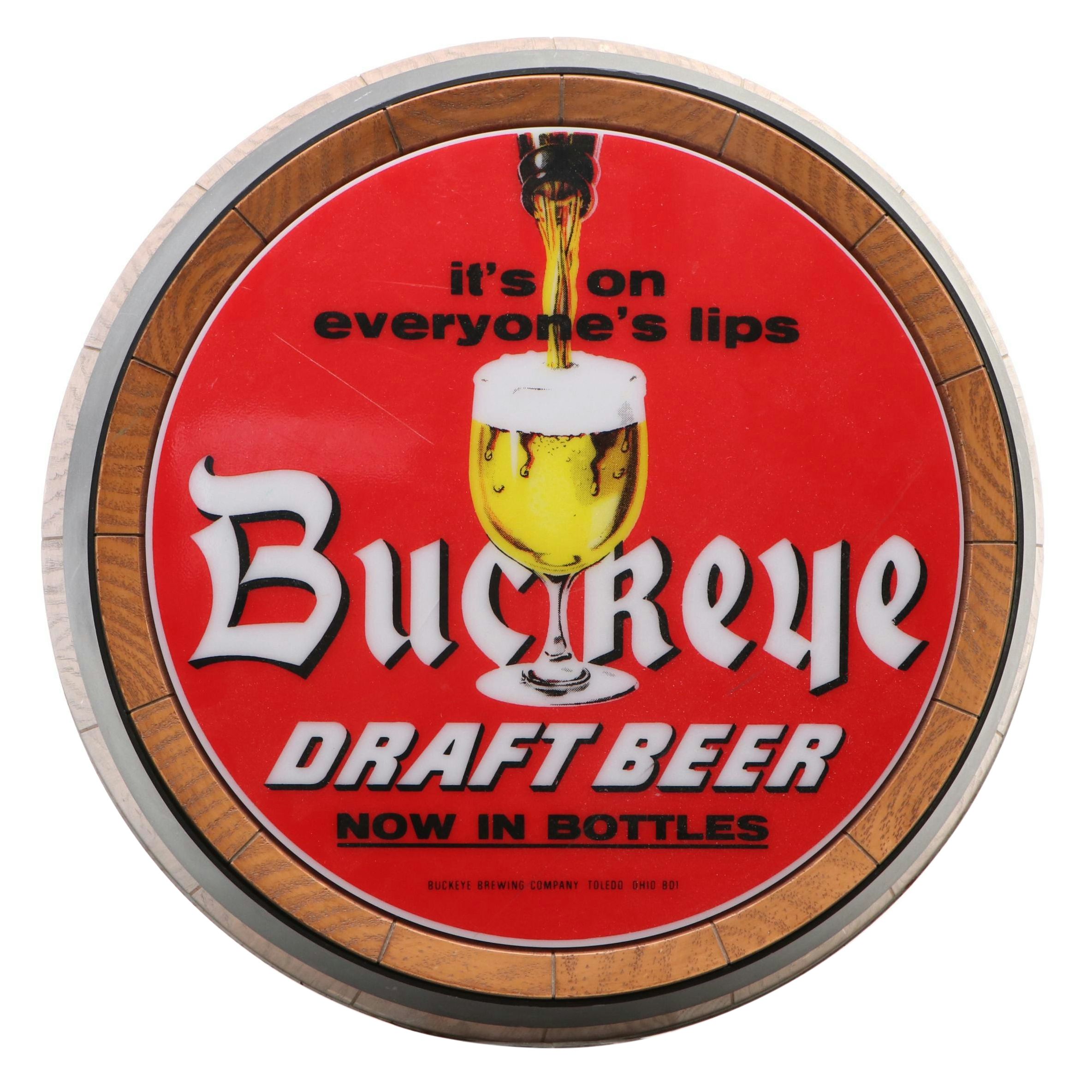 Buckeye Draft Beer "It's on Everyone's Lips" Illuminated Advertising Sign