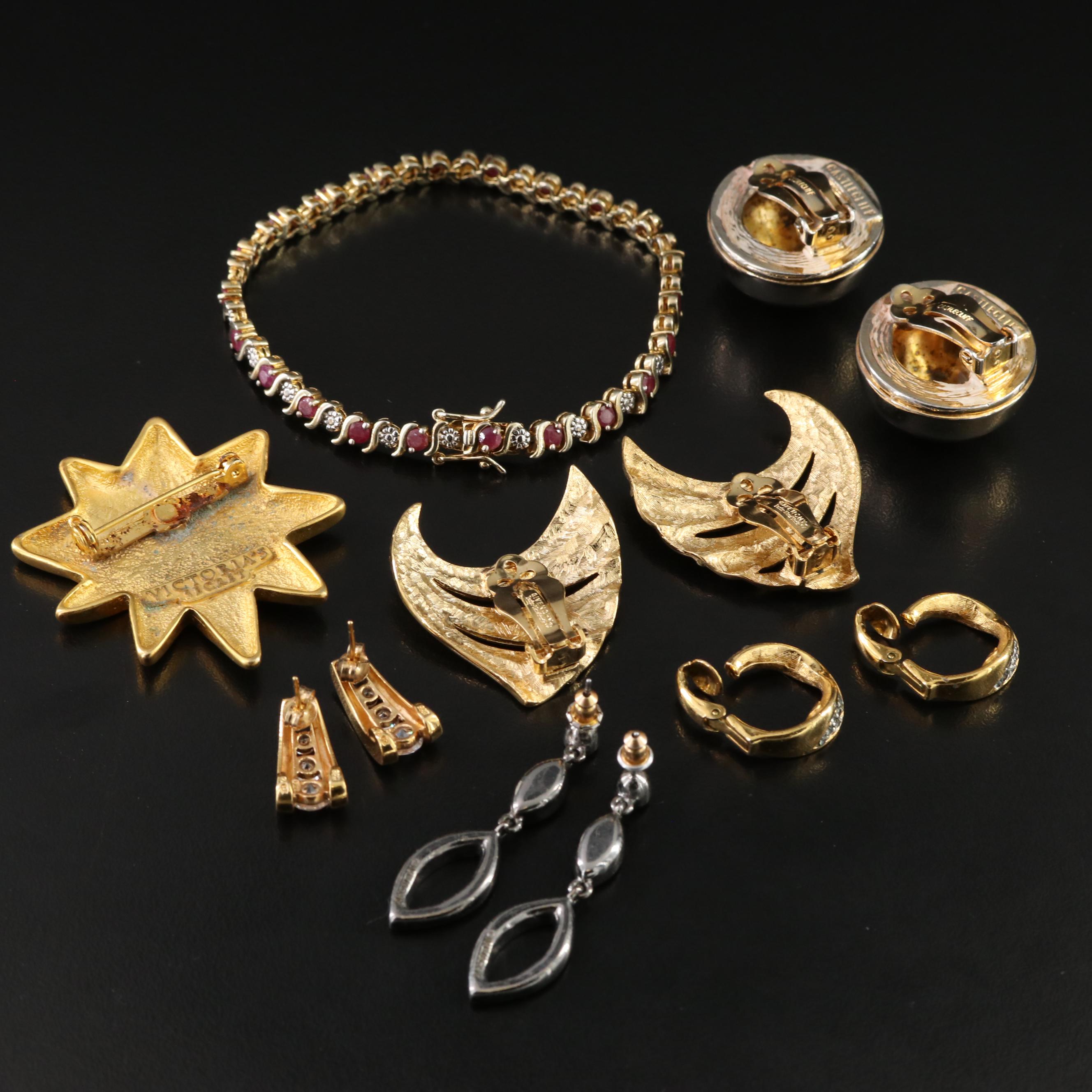 Sterling, Ruby and Rhinestones Featured in Jewelry Collection