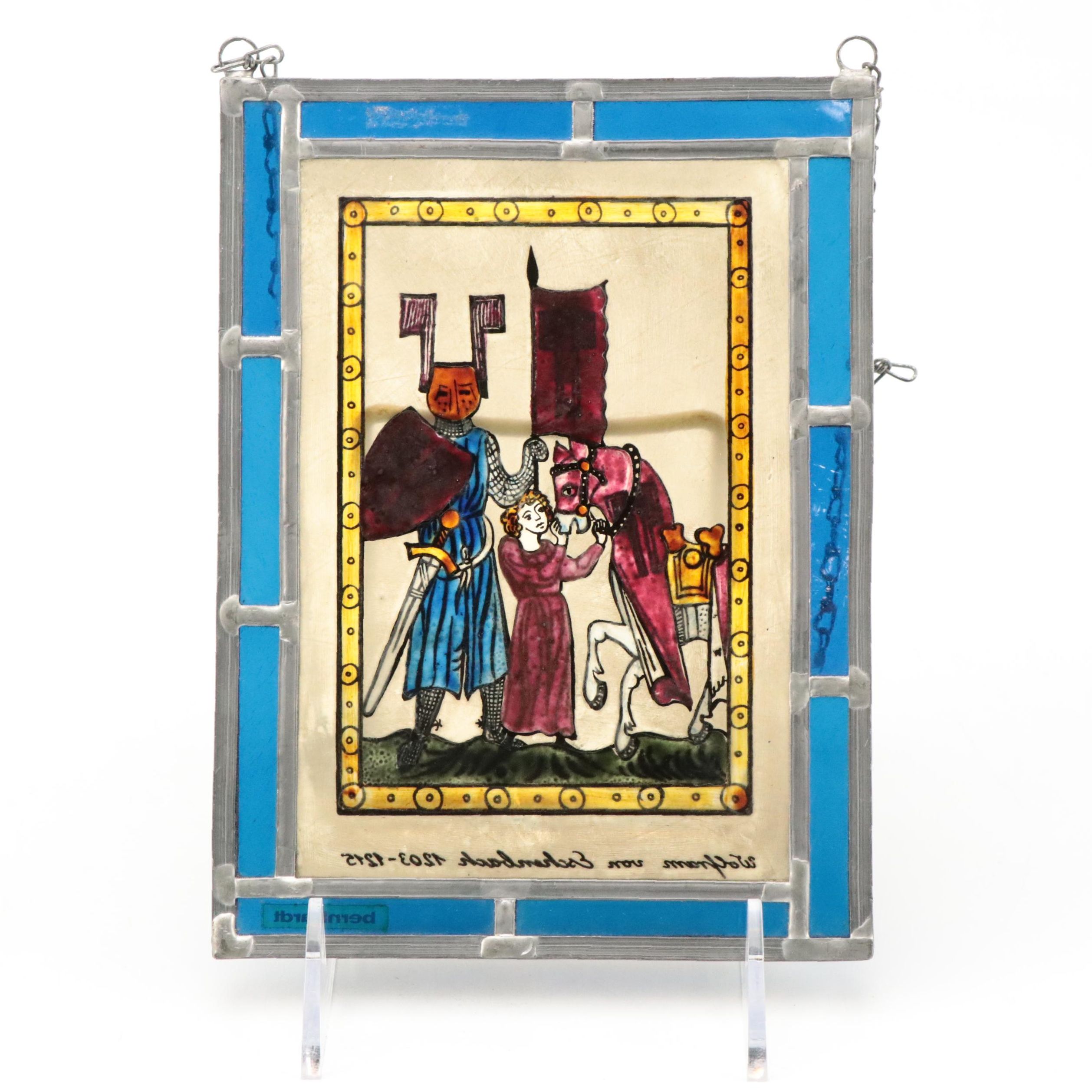 Bernhardt "Wolfram Von Eschenbach 1203-1215" Stained Glass Hanging
