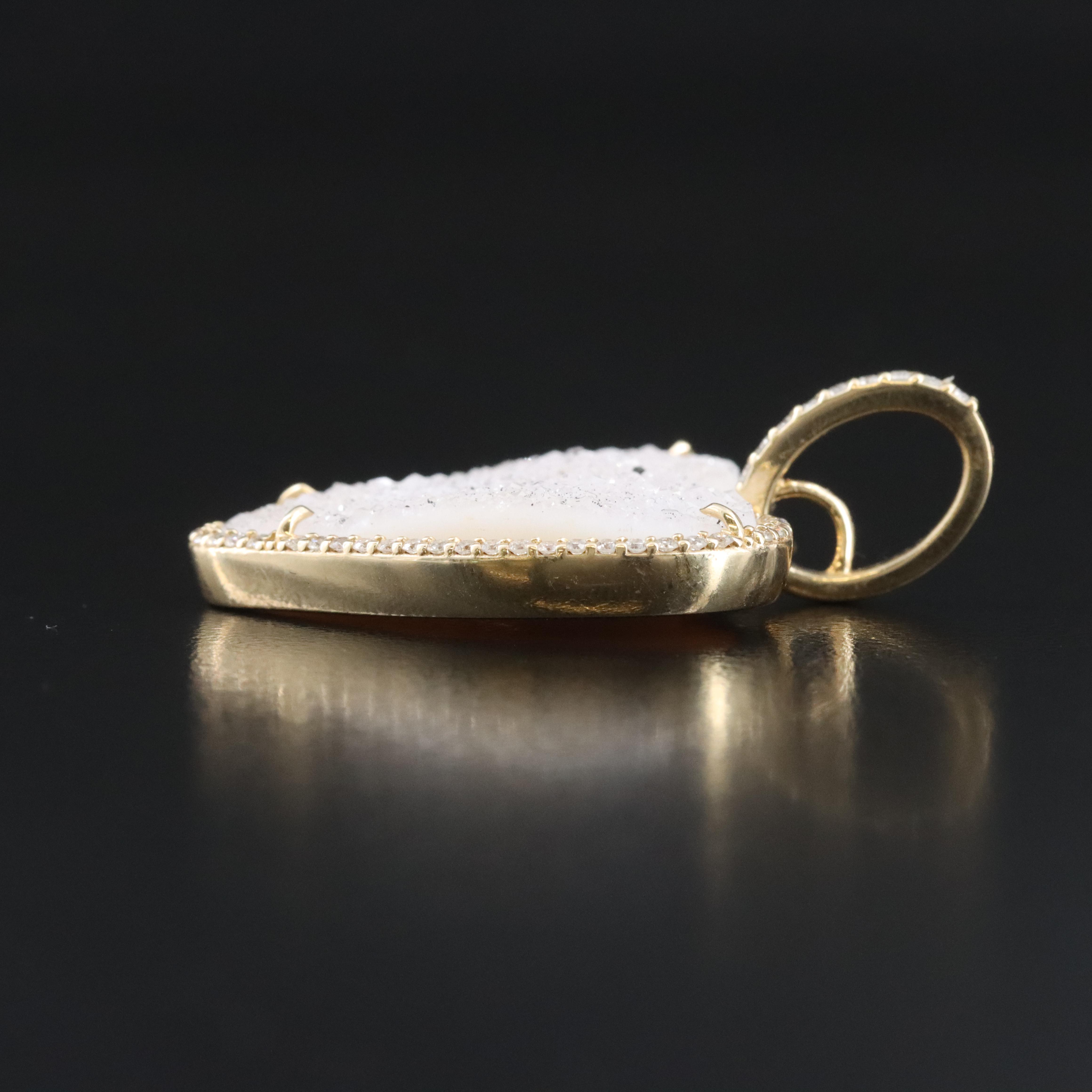 Sheryl Lowe 14K Druzy and Diamond Heart Pendant