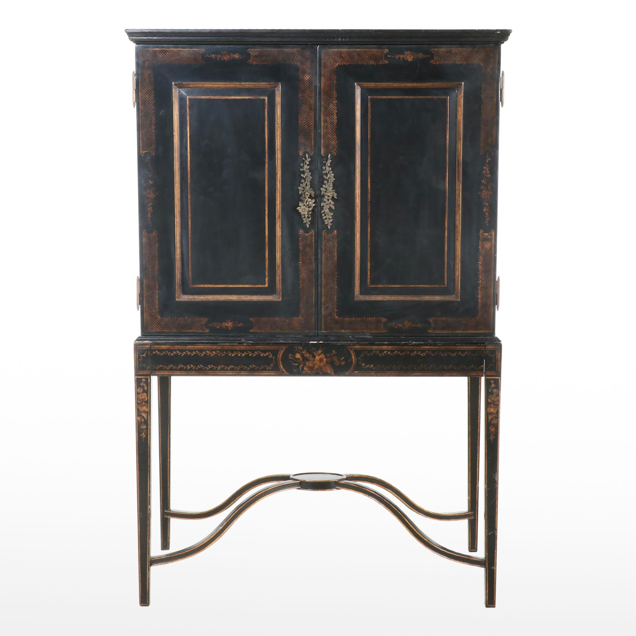 Two-Piece Bar Cabinet with Pull-Out Work Surface