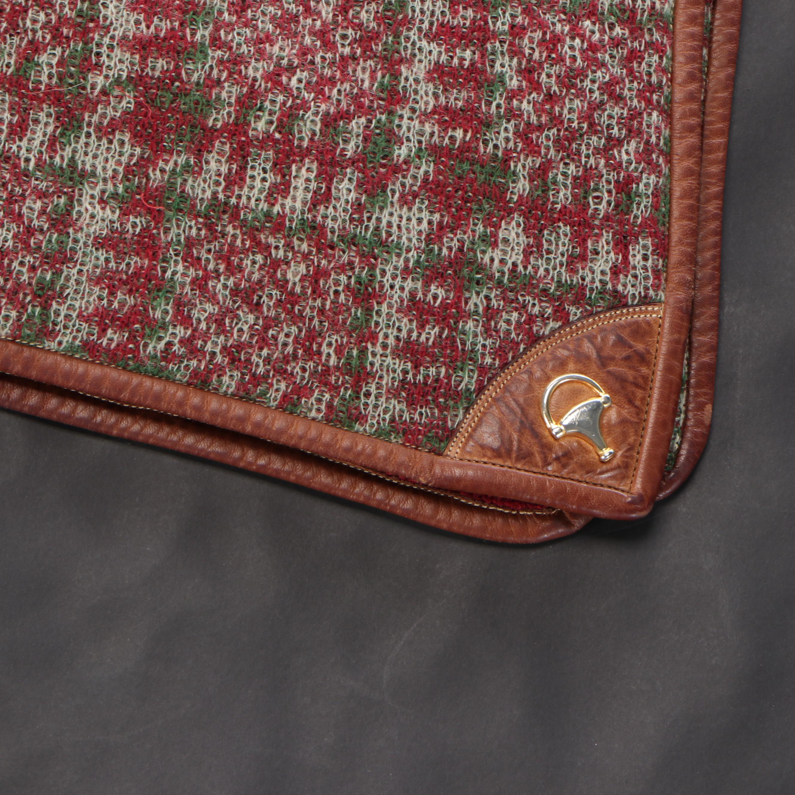 Gucci Italian Made Leather Trimmed Wool Blanket