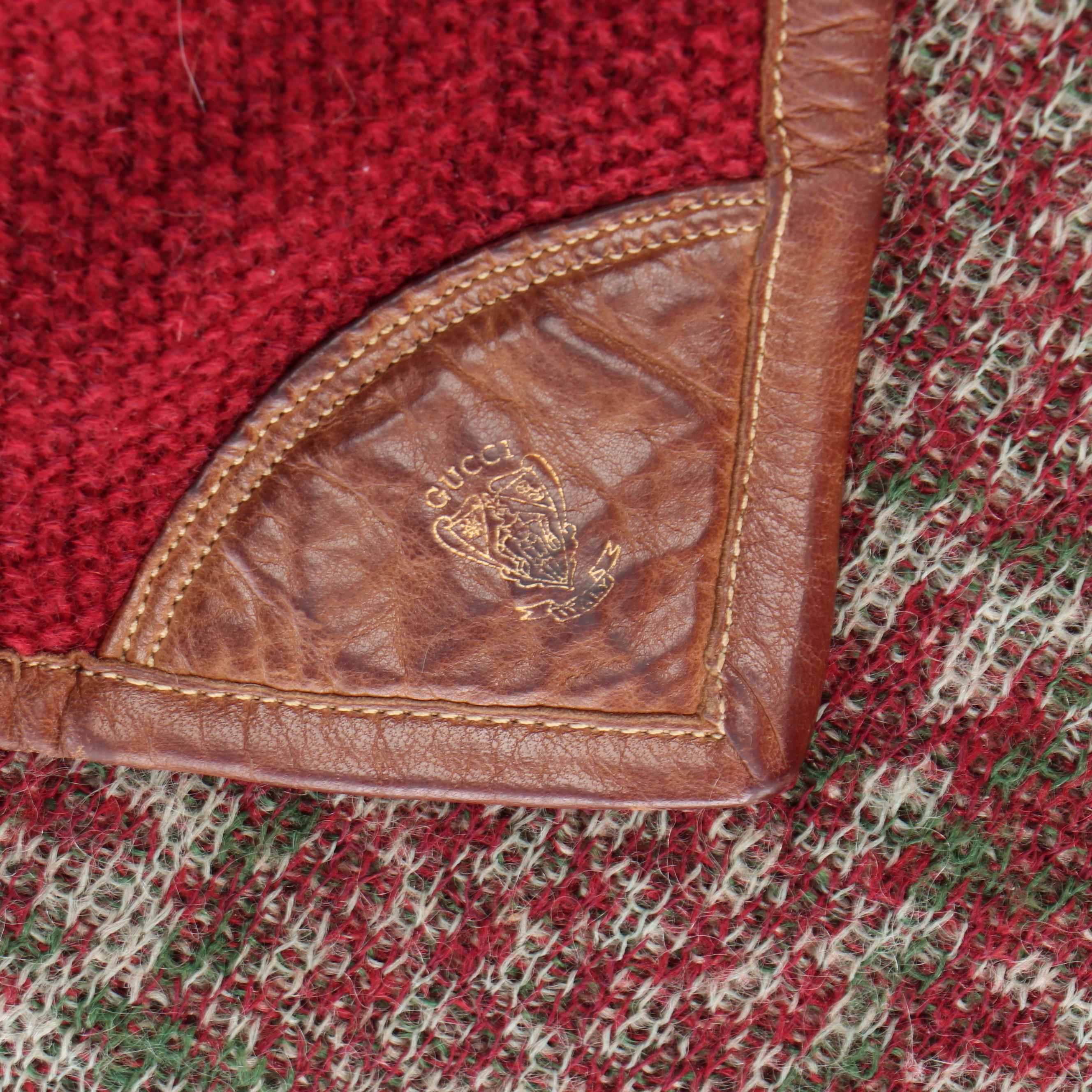 Gucci Italian Made Leather Trimmed Wool Blanket