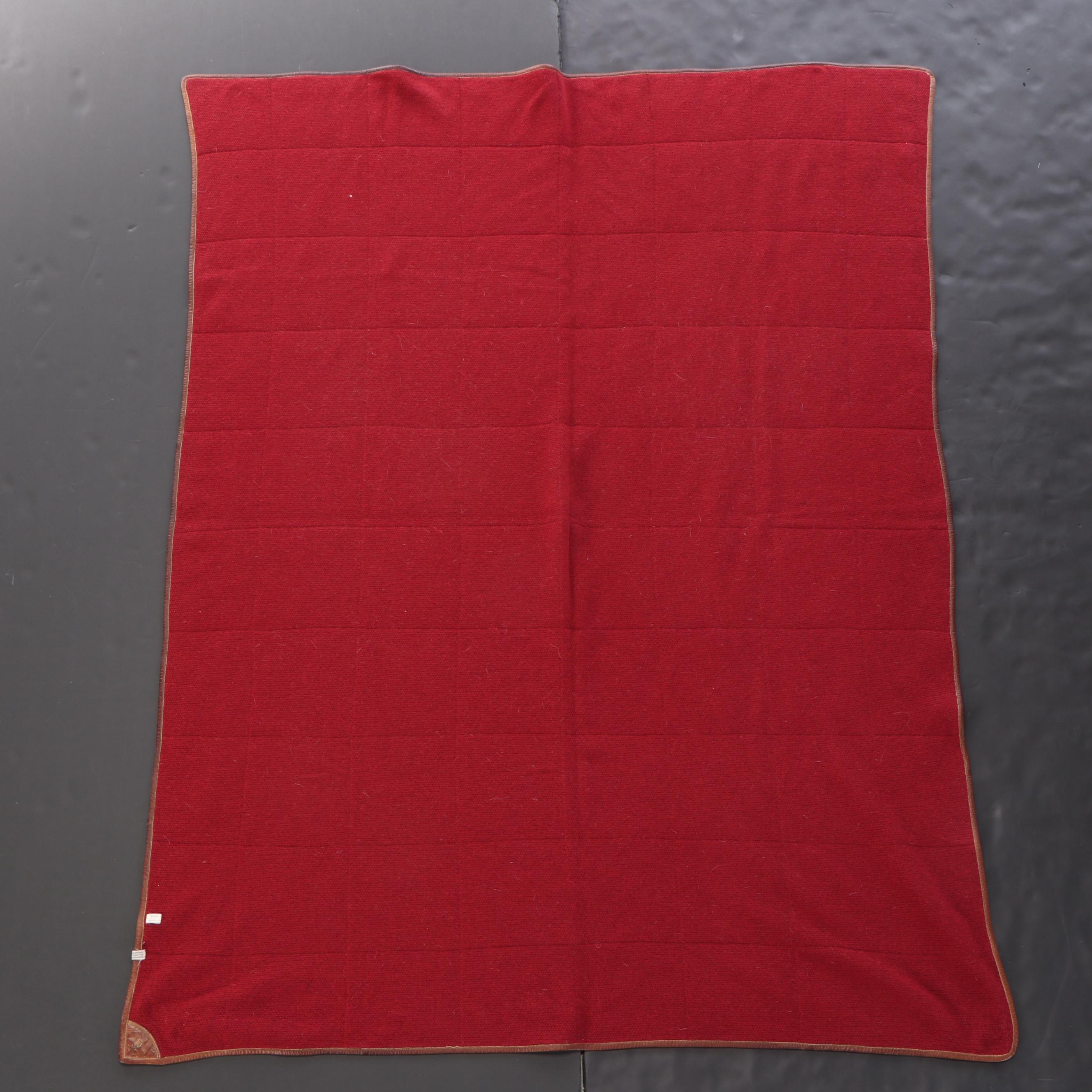Gucci Italian Made Leather Trimmed Wool Blanket
